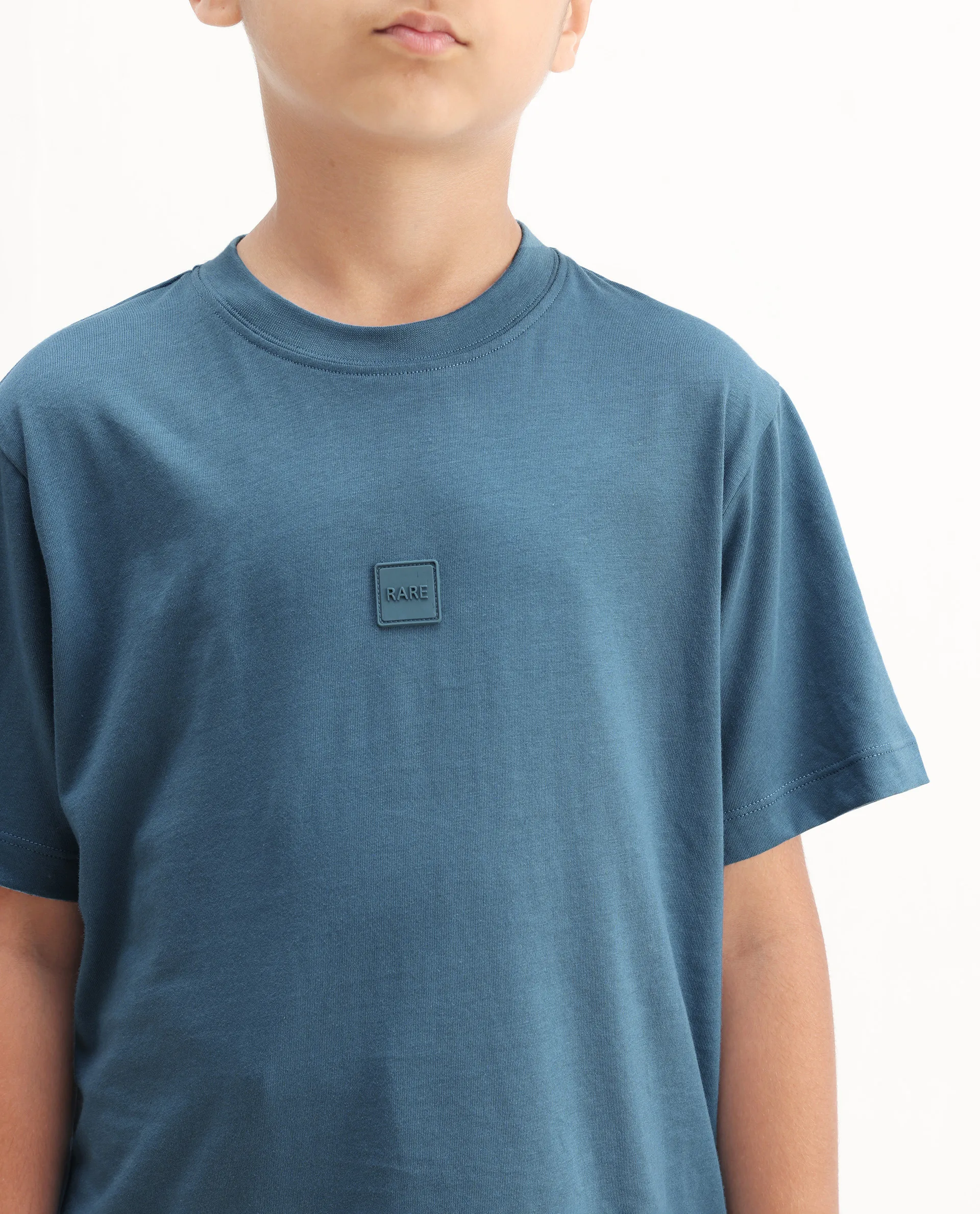 Rare Ones Kids Riho Dusky Blue Cotton Puff Print Regular Fit T-Shirt - Image 4