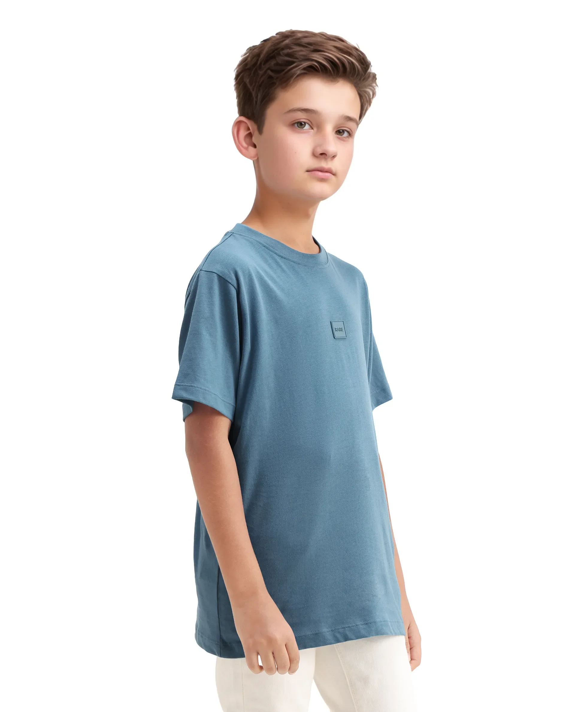 Rare Ones Kids Riho Dusky Blue Cotton Puff Print Regular Fit T-Shirt - Image 5