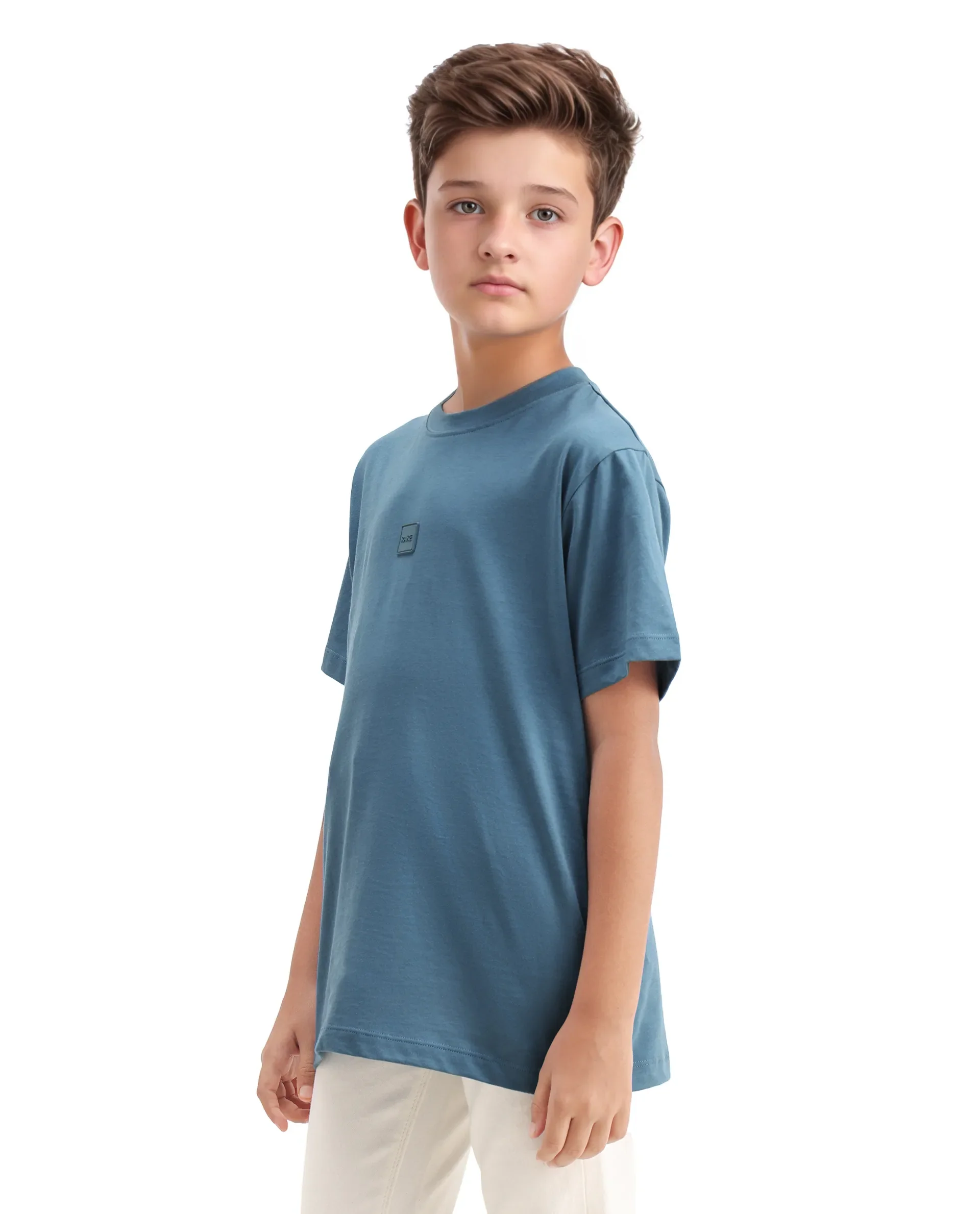 Rare Ones Kids Riho Dusky Blue Cotton Puff Print Regular Fit T-Shirt - Image 6