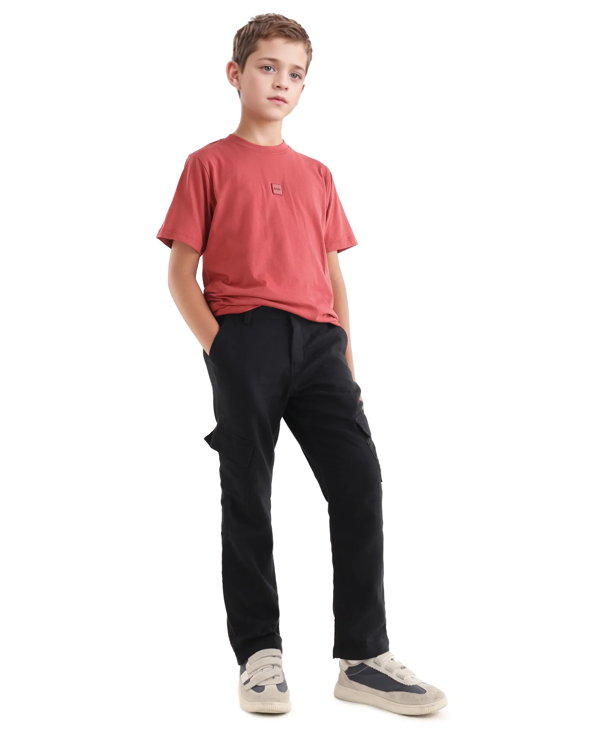 Rare Ones Kids Riho Dusky Red Cotton Puff Print Regular Fit T-Shirt - Image 2