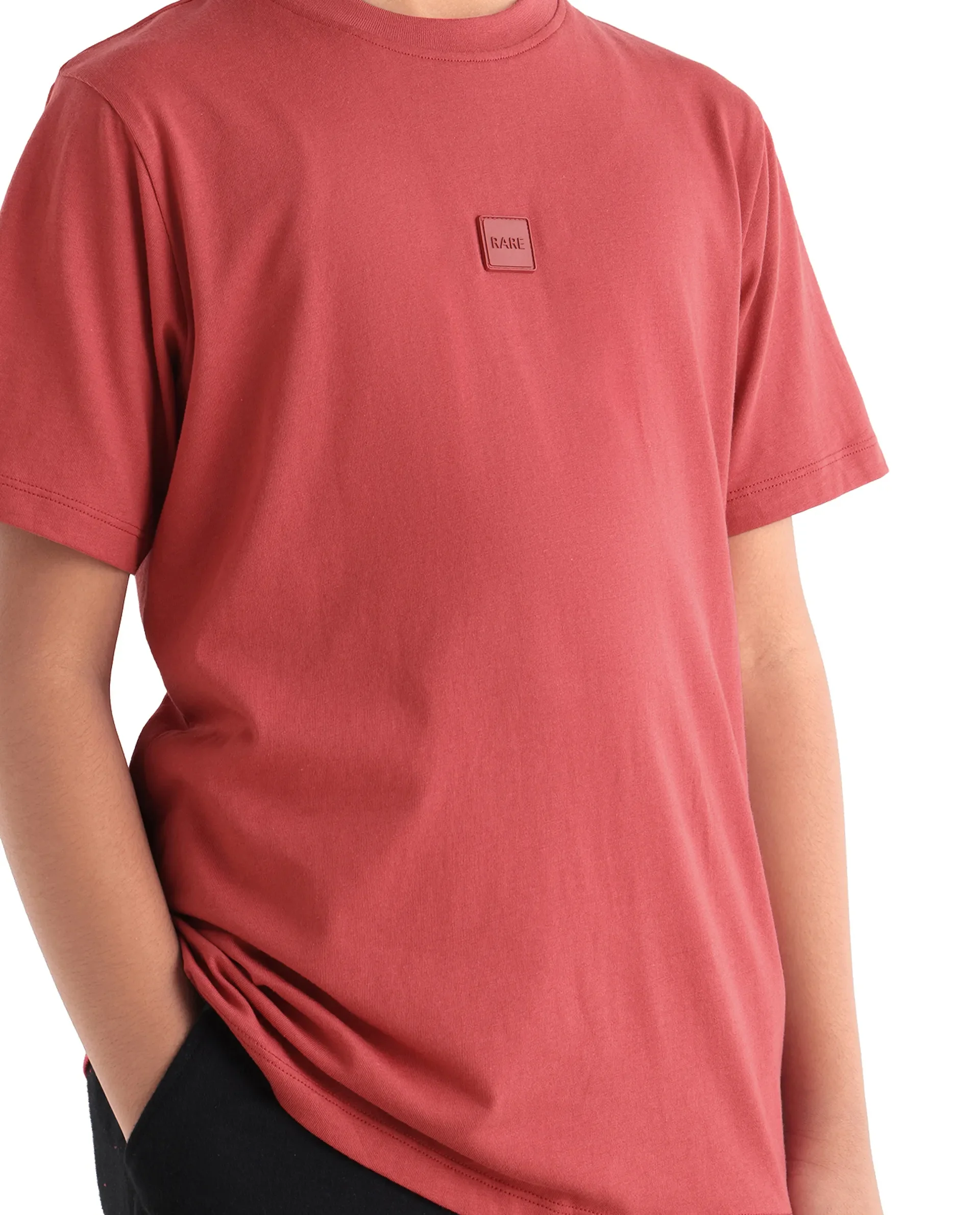 Rare Ones Kids Riho Dusky Red Cotton Puff Print Regular Fit T-Shirt - Image 4