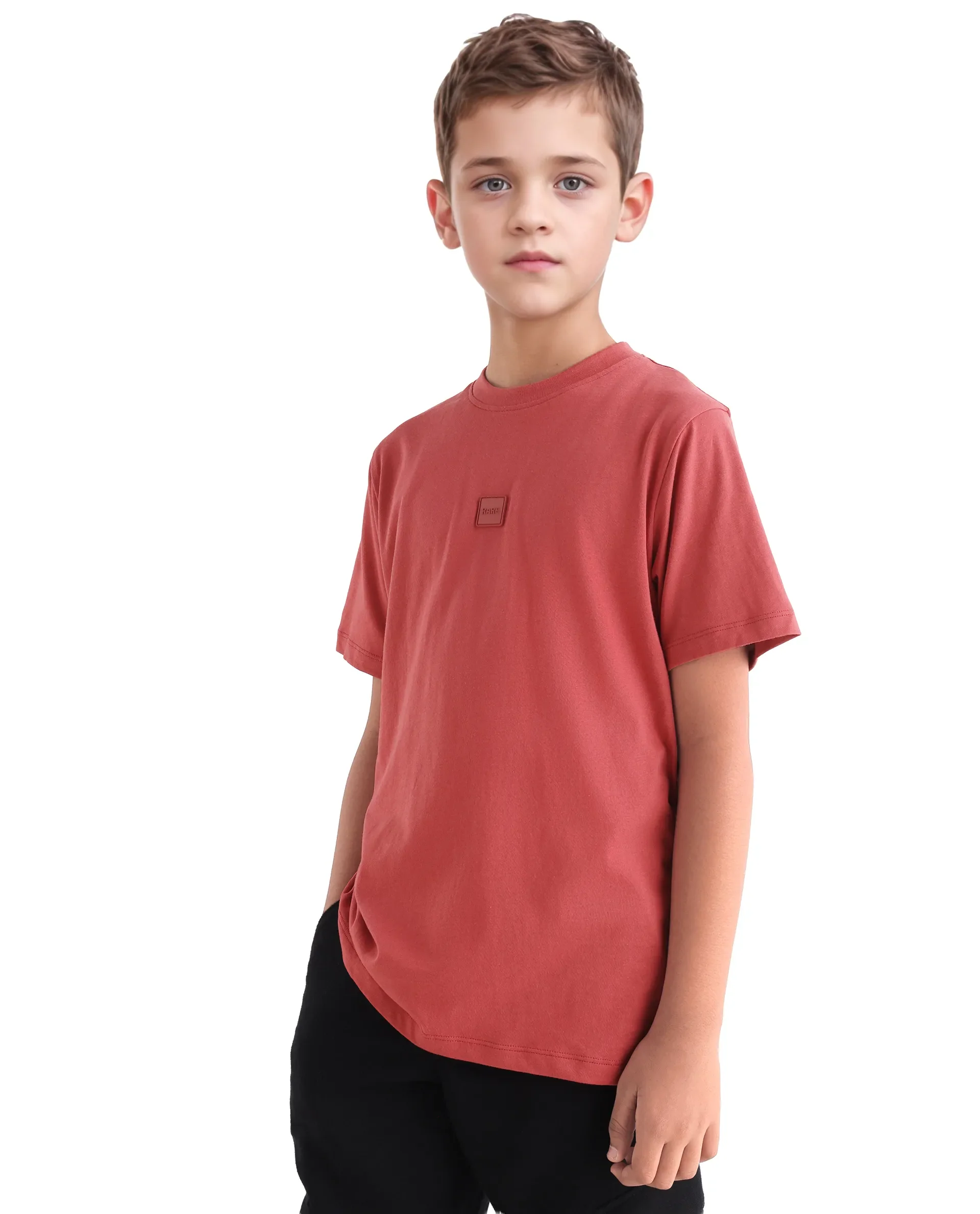 Rare Ones Kids Riho Dusky Red Cotton Puff Print Regular Fit T-Shirt - Image 5