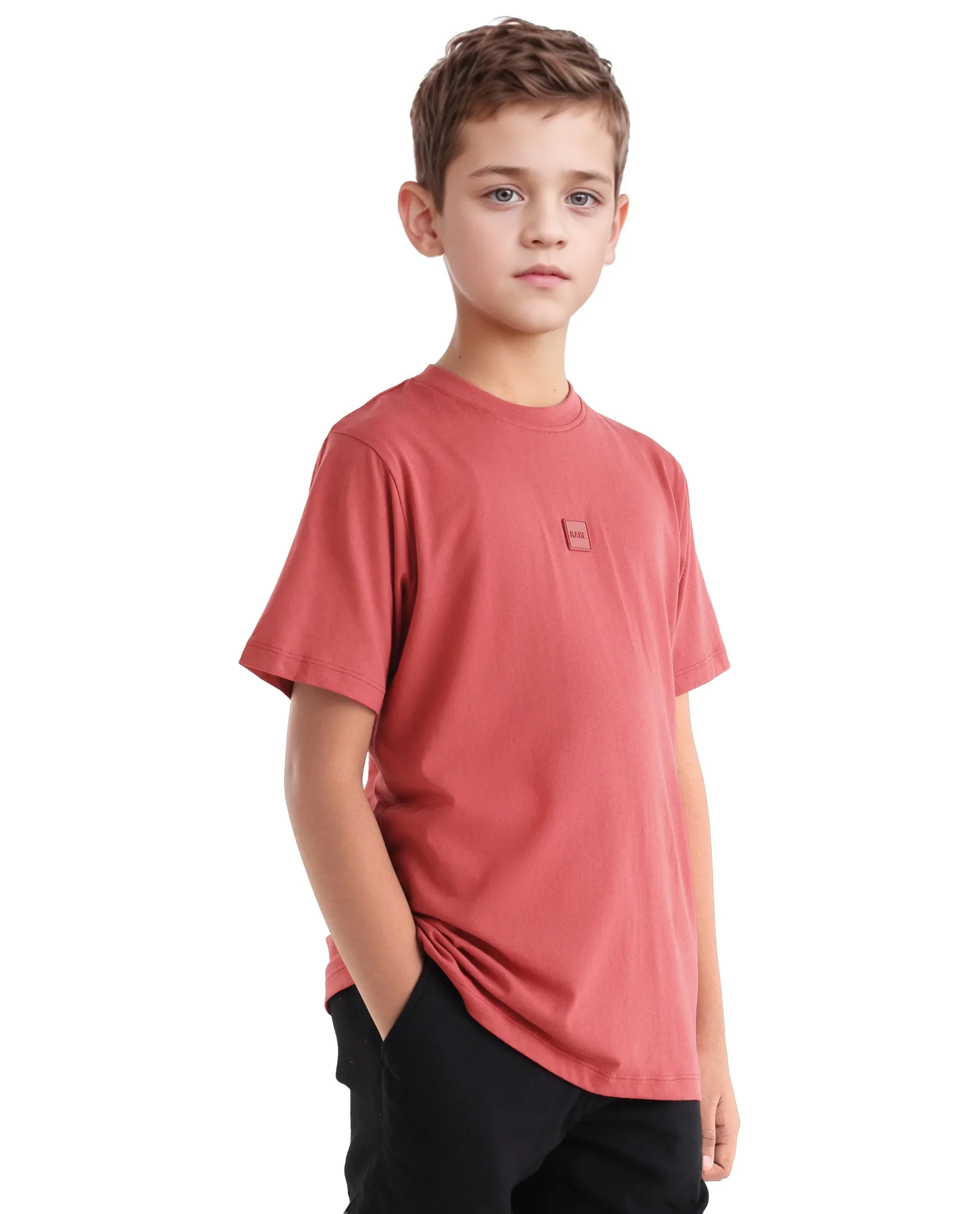 Rare Ones Kids Riho Dusky Red Cotton Puff Print Regular Fit T-Shirt - Image 6
