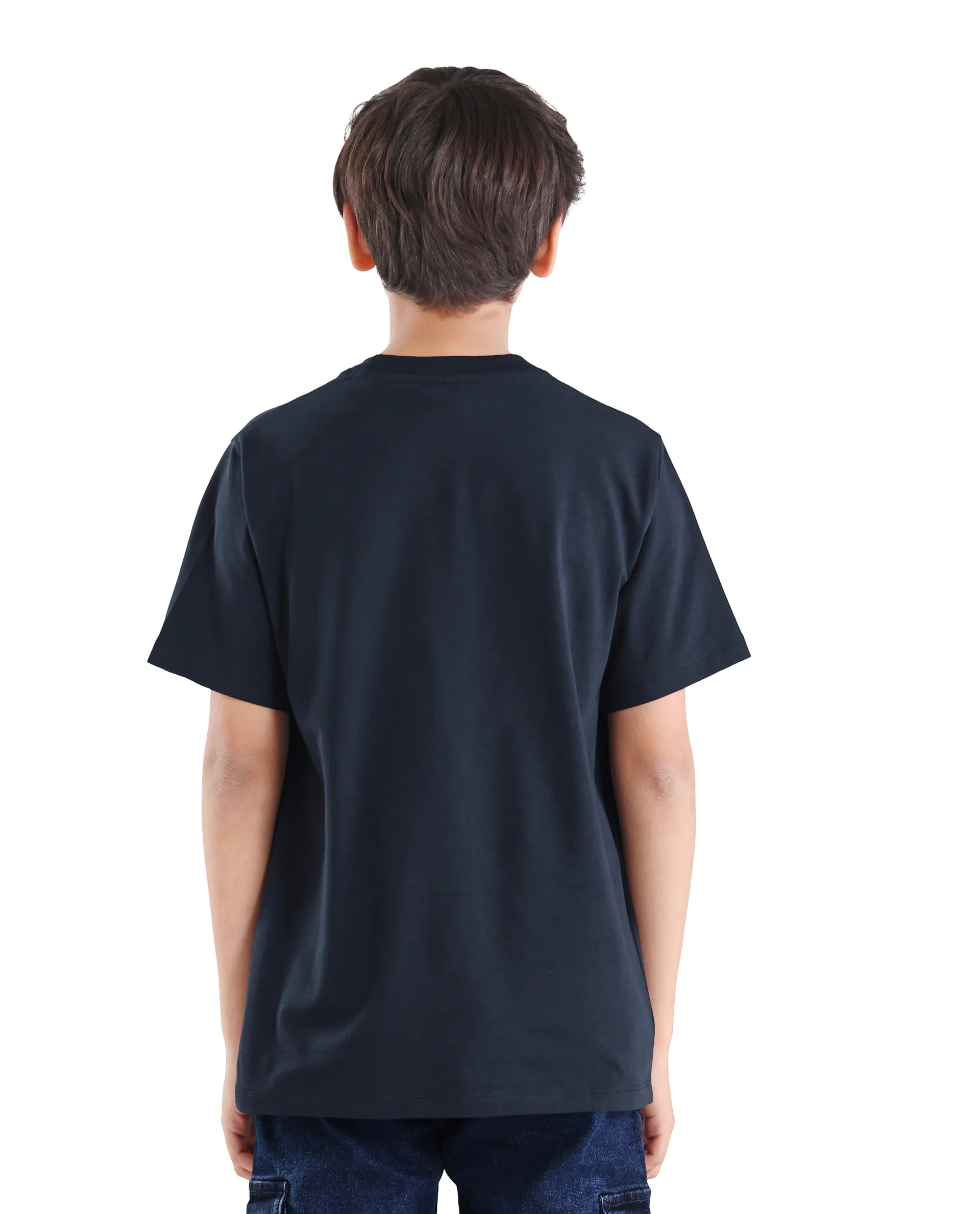 Rare Ones Kids Rizz Dark Navy Cotton Blend Pull-On Closure Badge Applique Regular Fit T-Shirt - Image 7