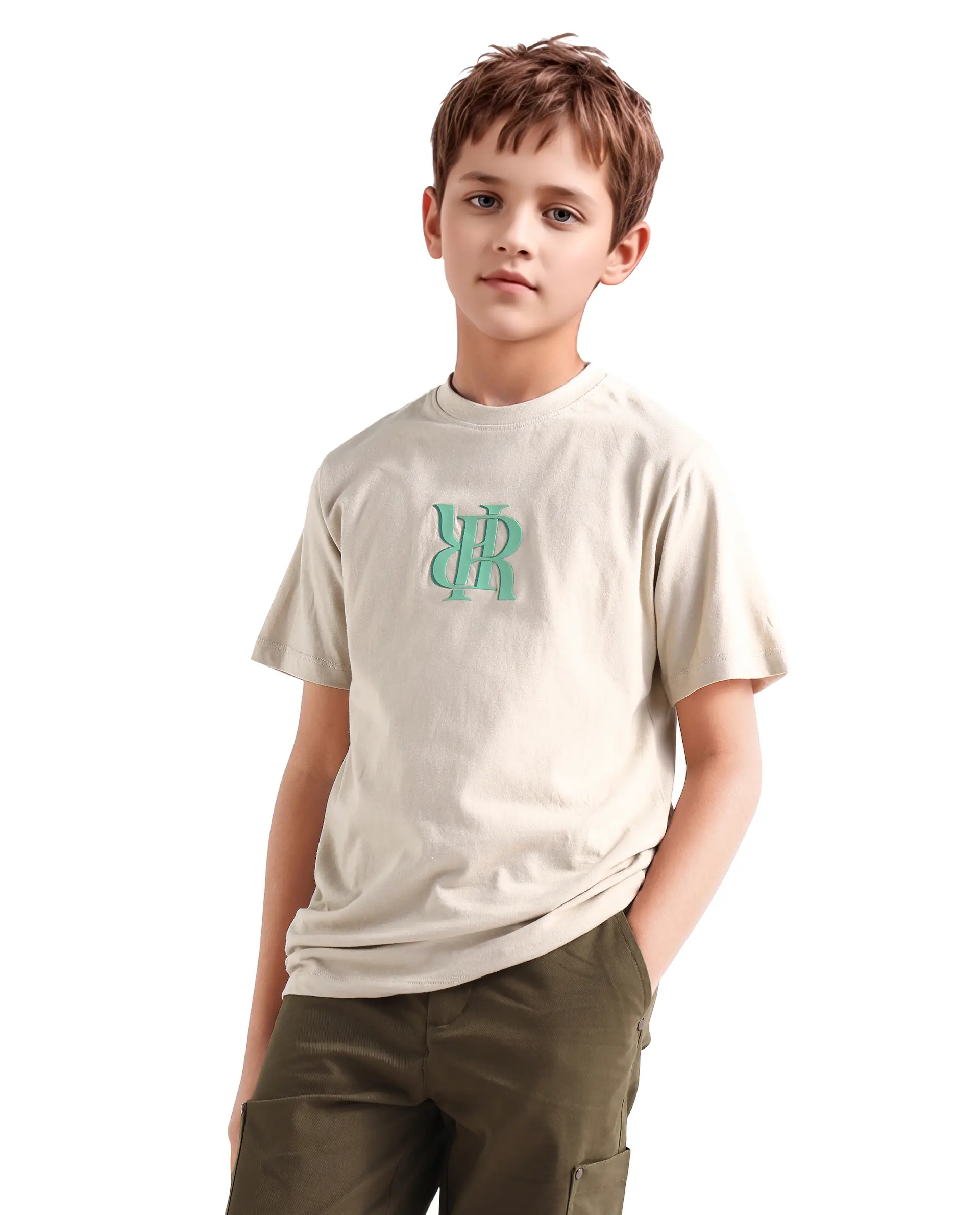 Rare Ones Kids Rosco-K Beige Cotton Jelly Print Regular Fit T-Shirt - Image 5
