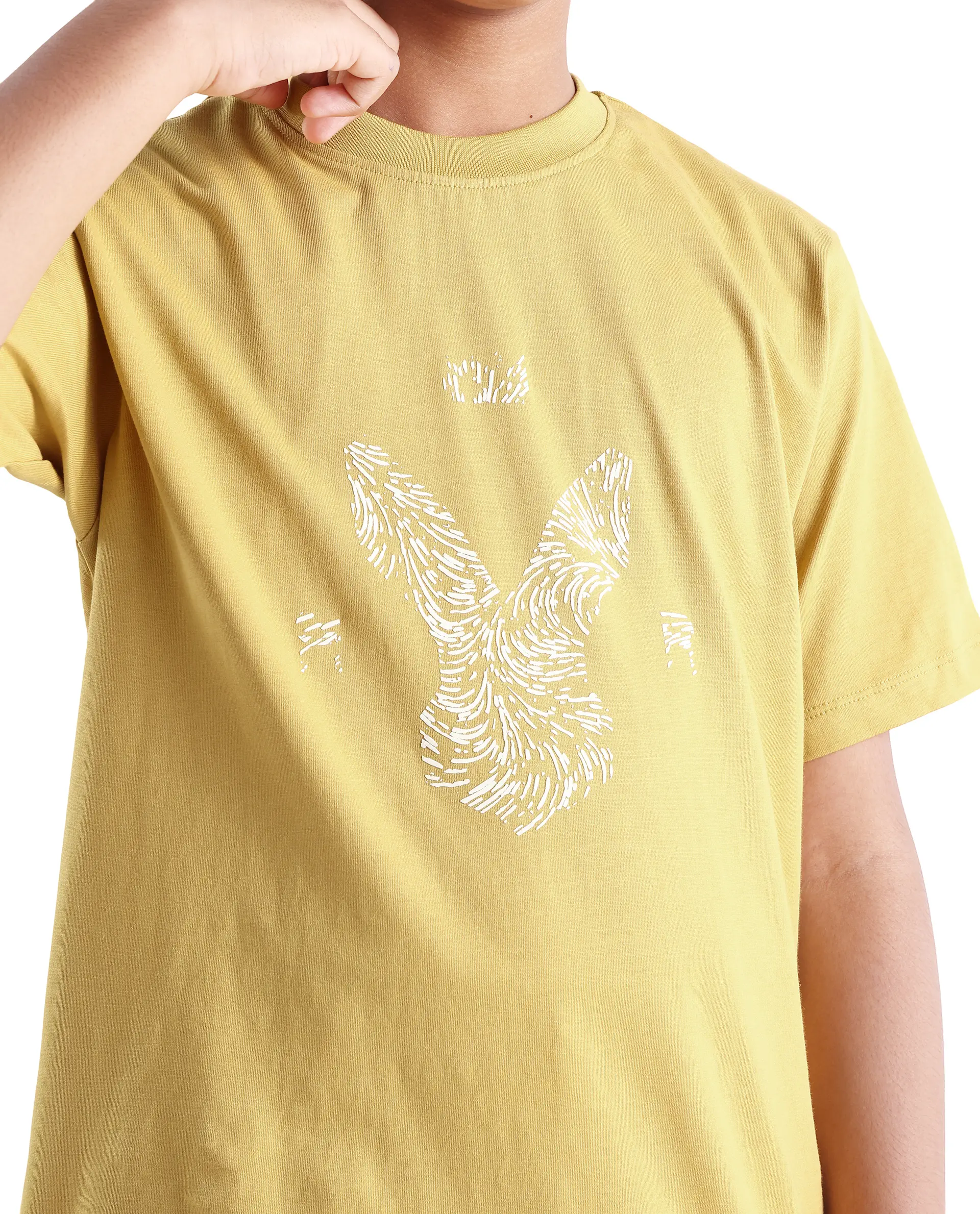 Rare Ones Kids Rude-K Dark Yellow Cotton Solid Regular Fit T-Shirt - Image 4