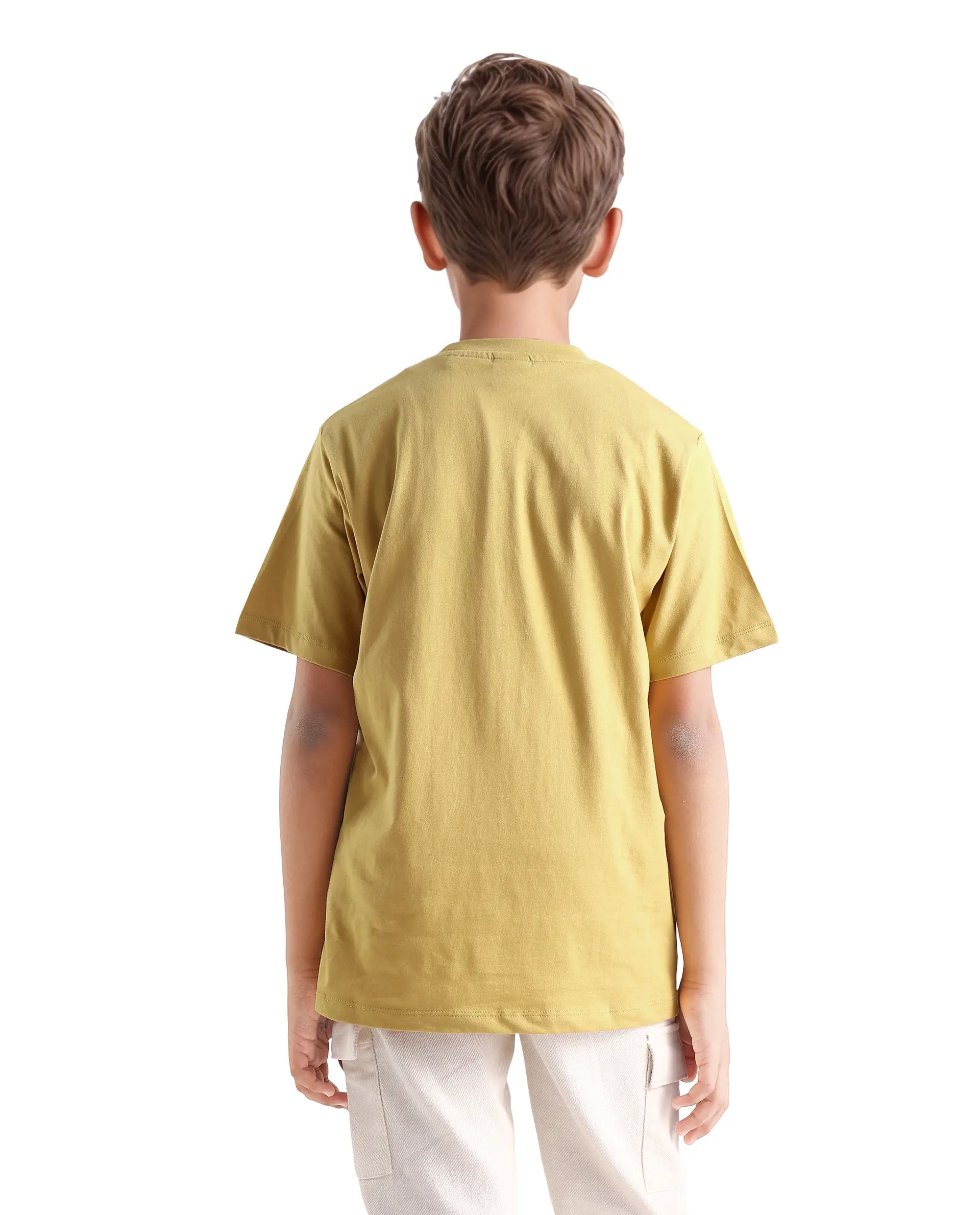 Rare Ones Kids Rude-K Dark Yellow Cotton Solid Regular Fit T-Shirt - Image 7
