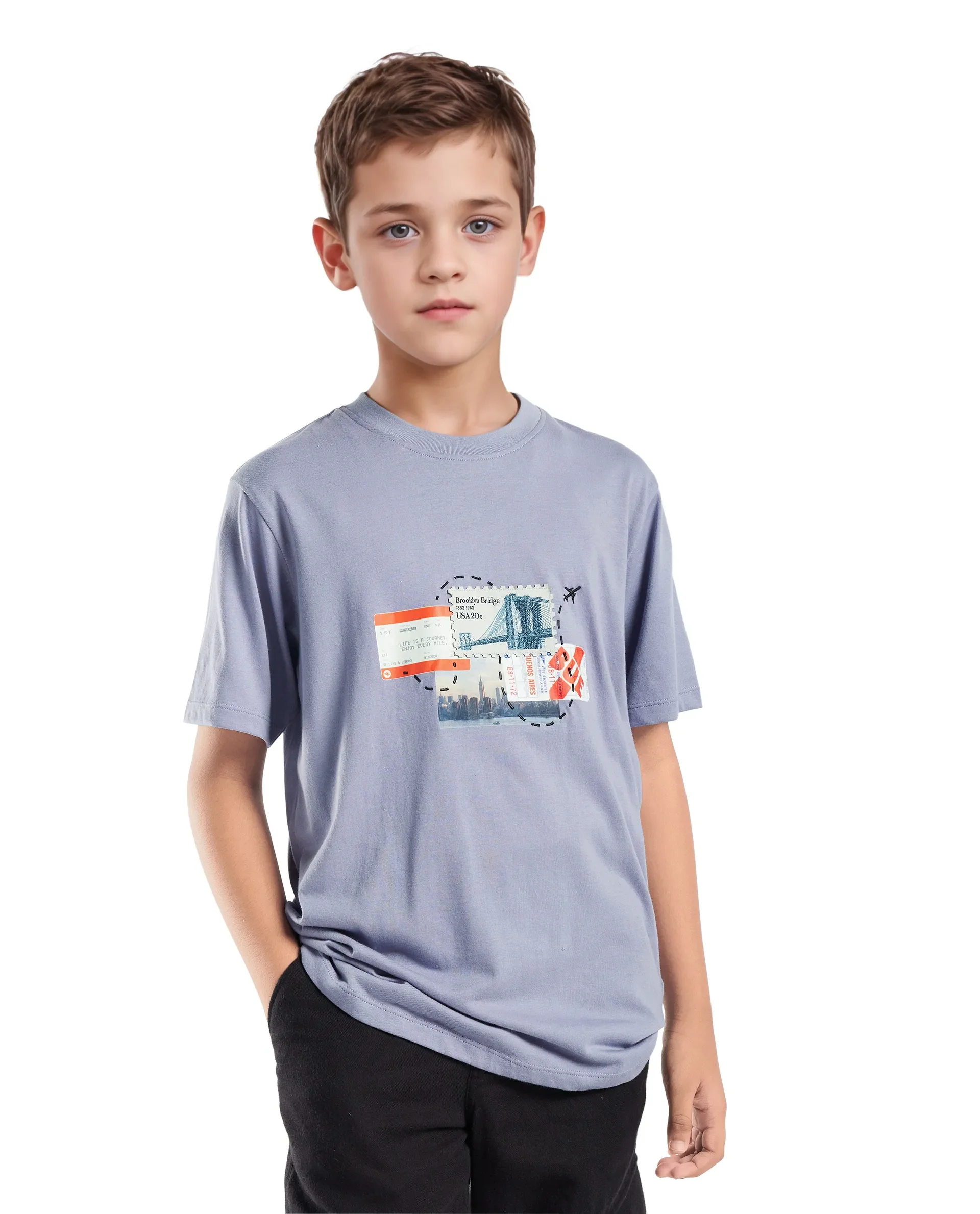 Rare Ones Kids Seok Dusky Purple Cotton Graphic Print Regular Fit T-Shirt - Image 3