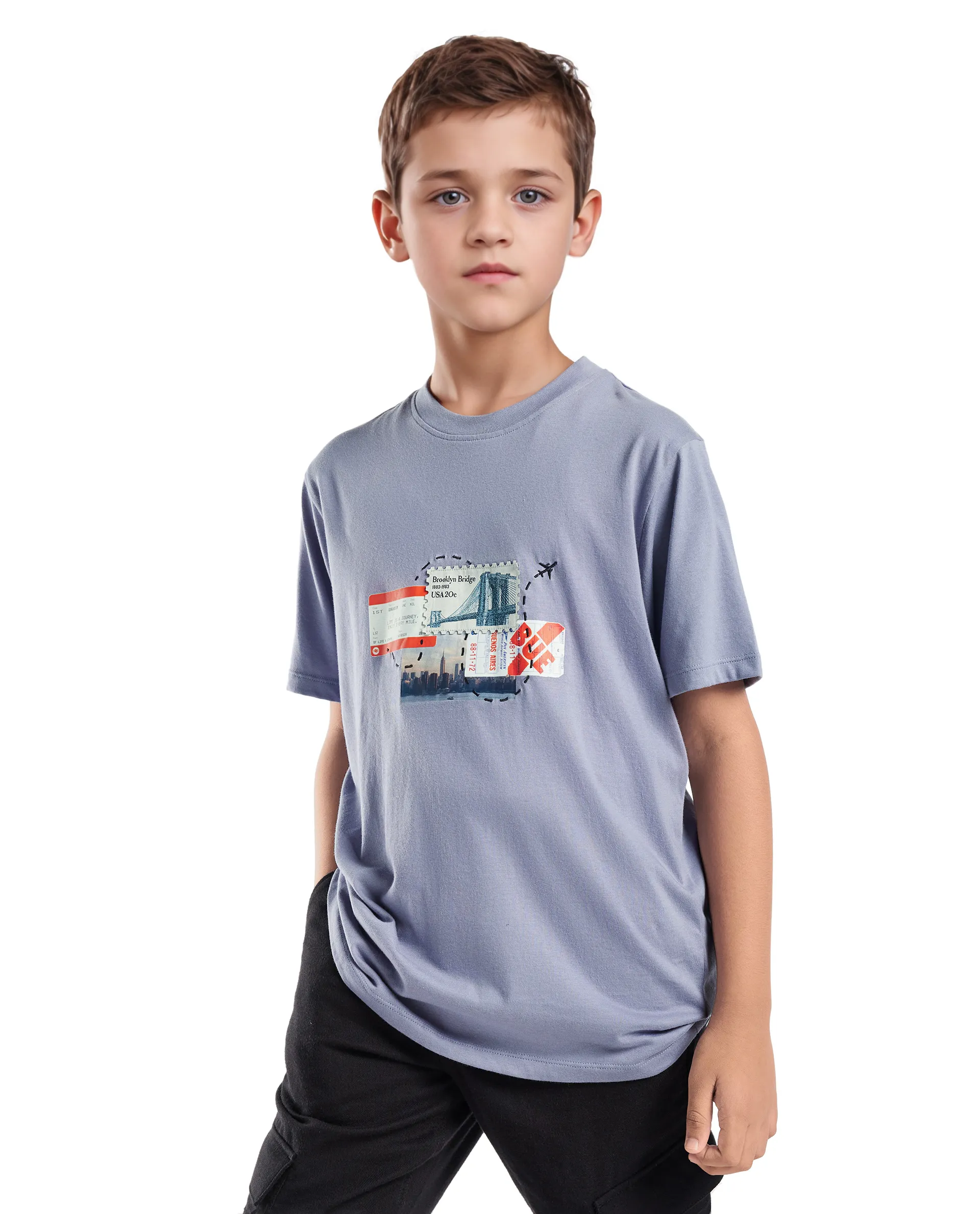 Rare Ones Kids Seok Dusky Purple Cotton Graphic Print Regular Fit T-Shirt - Image 5