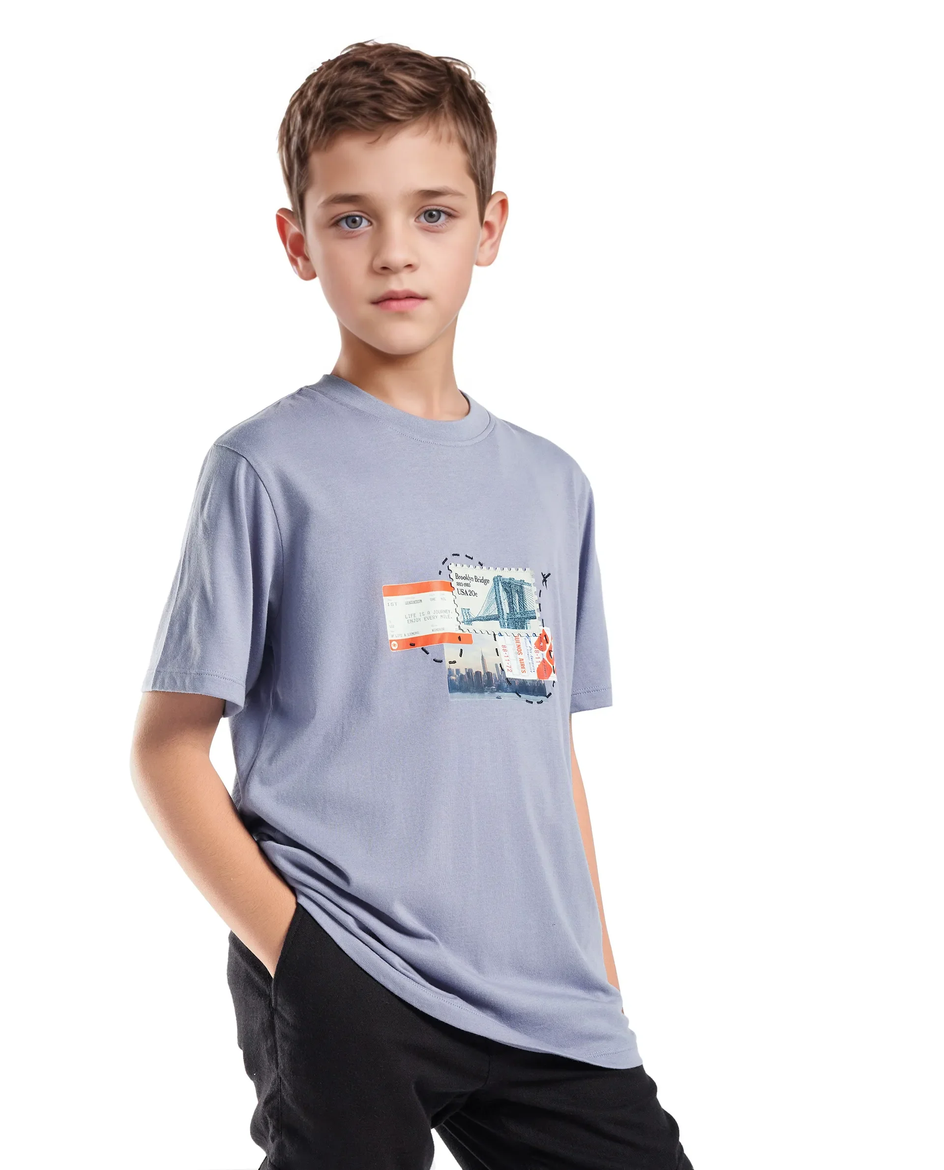 Rare Ones Kids Seok Dusky Purple Cotton Graphic Print Regular Fit T-Shirt - Image 6