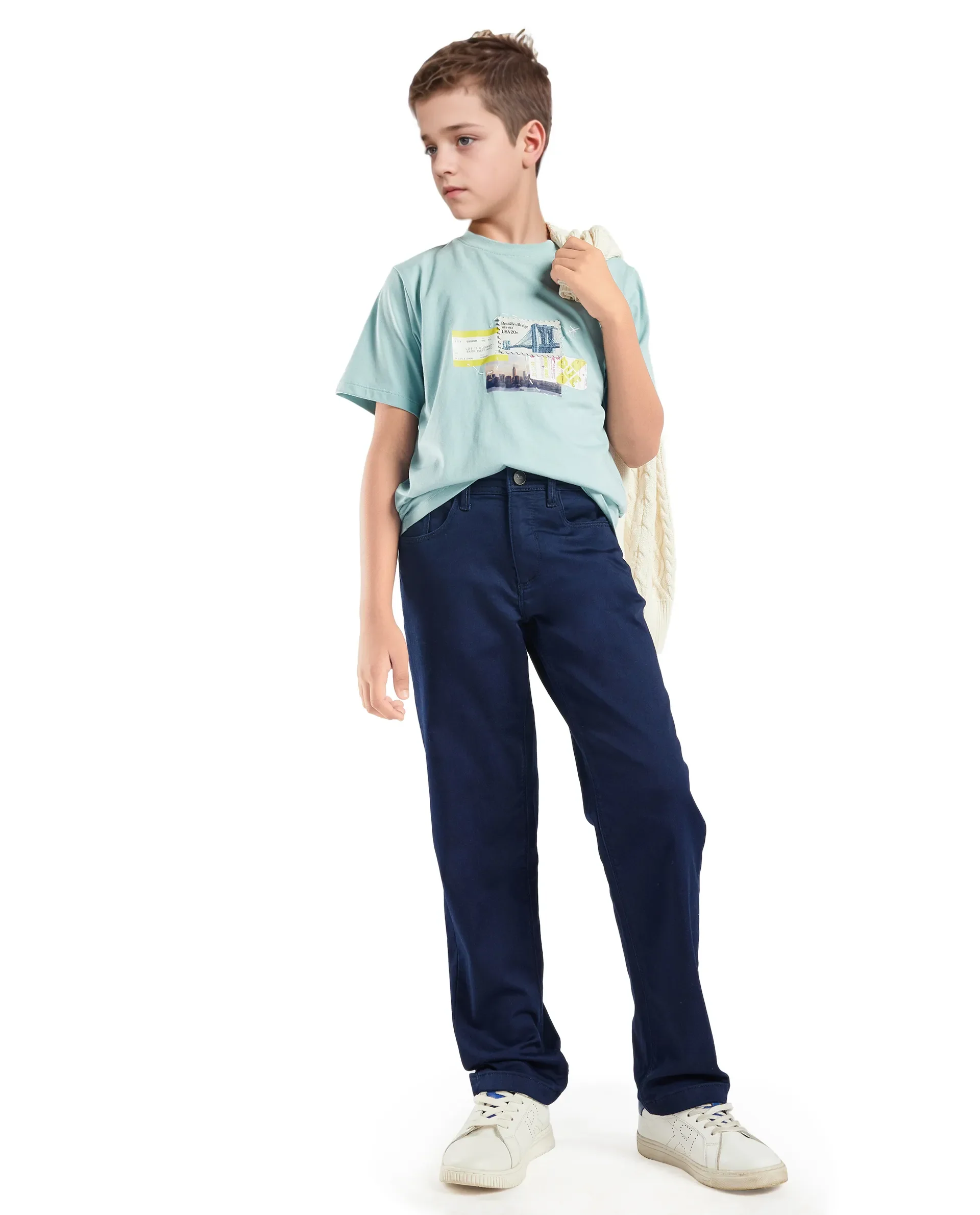 Rare Ones Kids Seok Pastel Green Cotton Graphic Print Regular Fit T-Shirt - Image 2