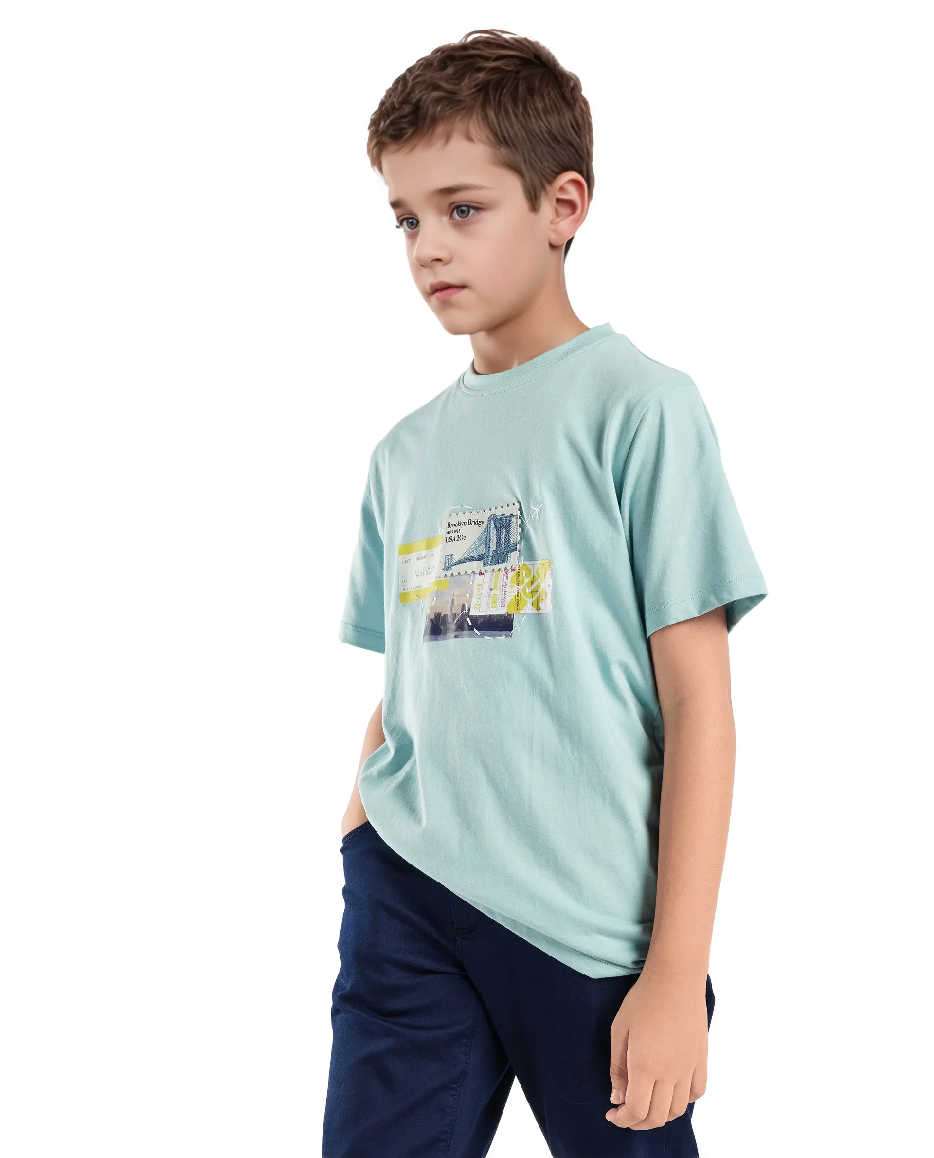 Rare Ones Kids Seok Pastel Green Cotton Graphic Print Regular Fit T-Shirt - Image 7