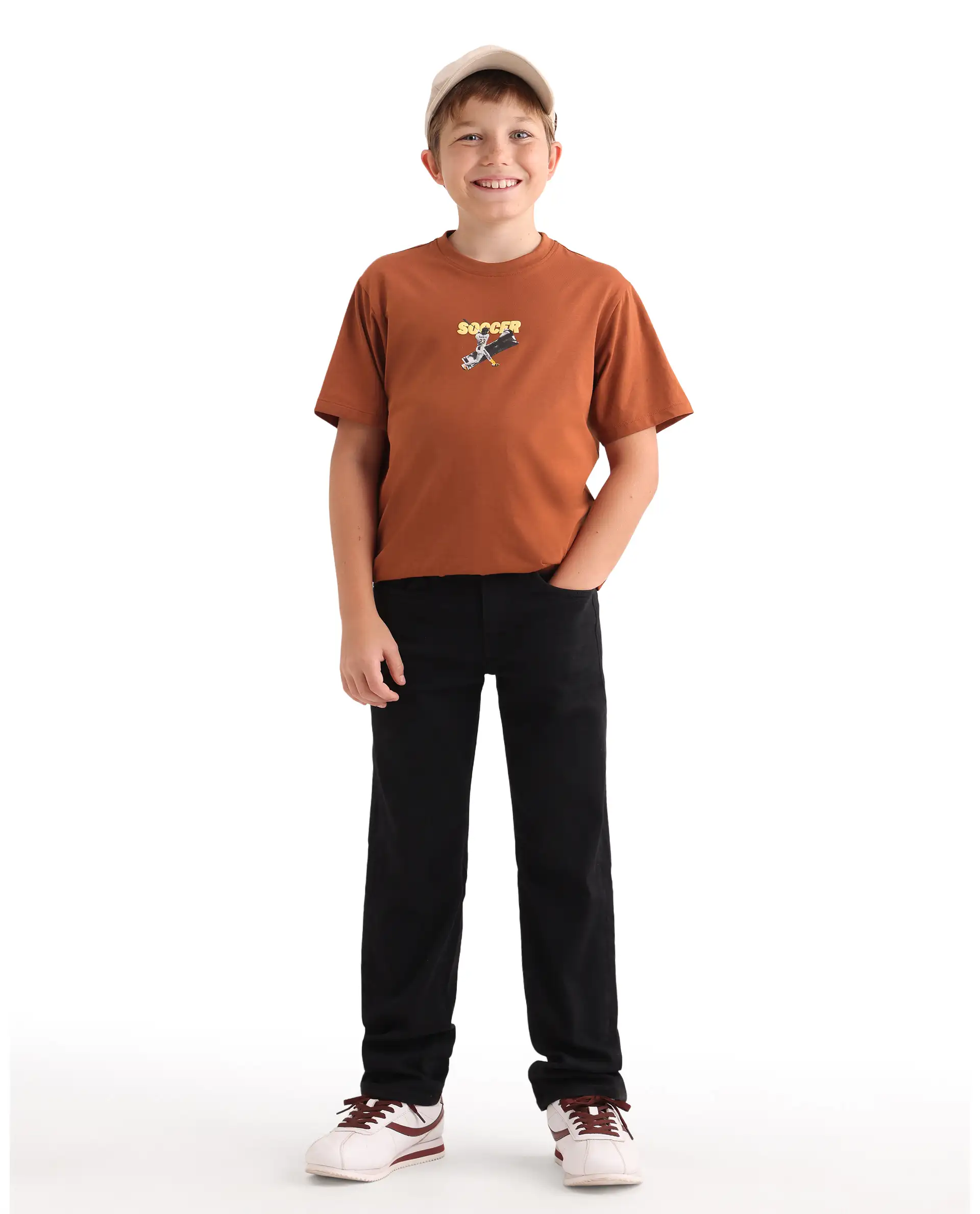 Rare Ones Kids Simp Brown Cotton Blend Fabric Pull-On Closure Regular Fit T-Shirt - Image 3