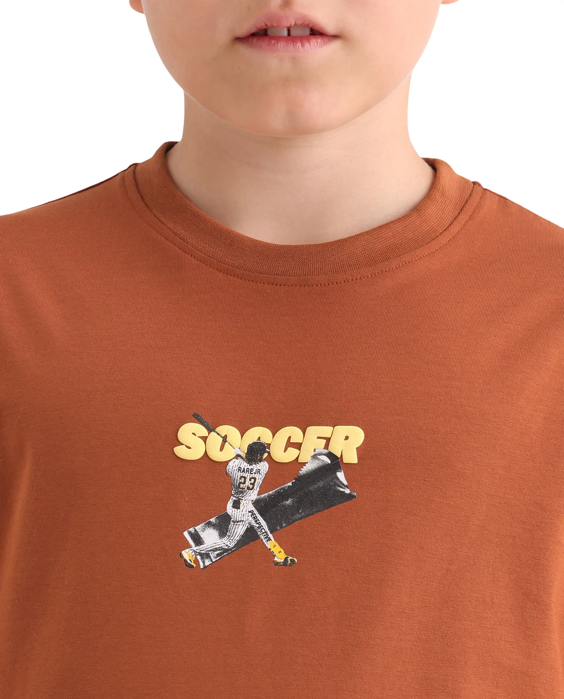 Rare Ones Kids Simp Brown Cotton Blend Fabric Pull-On Closure Regular Fit T-Shirt - Image 5