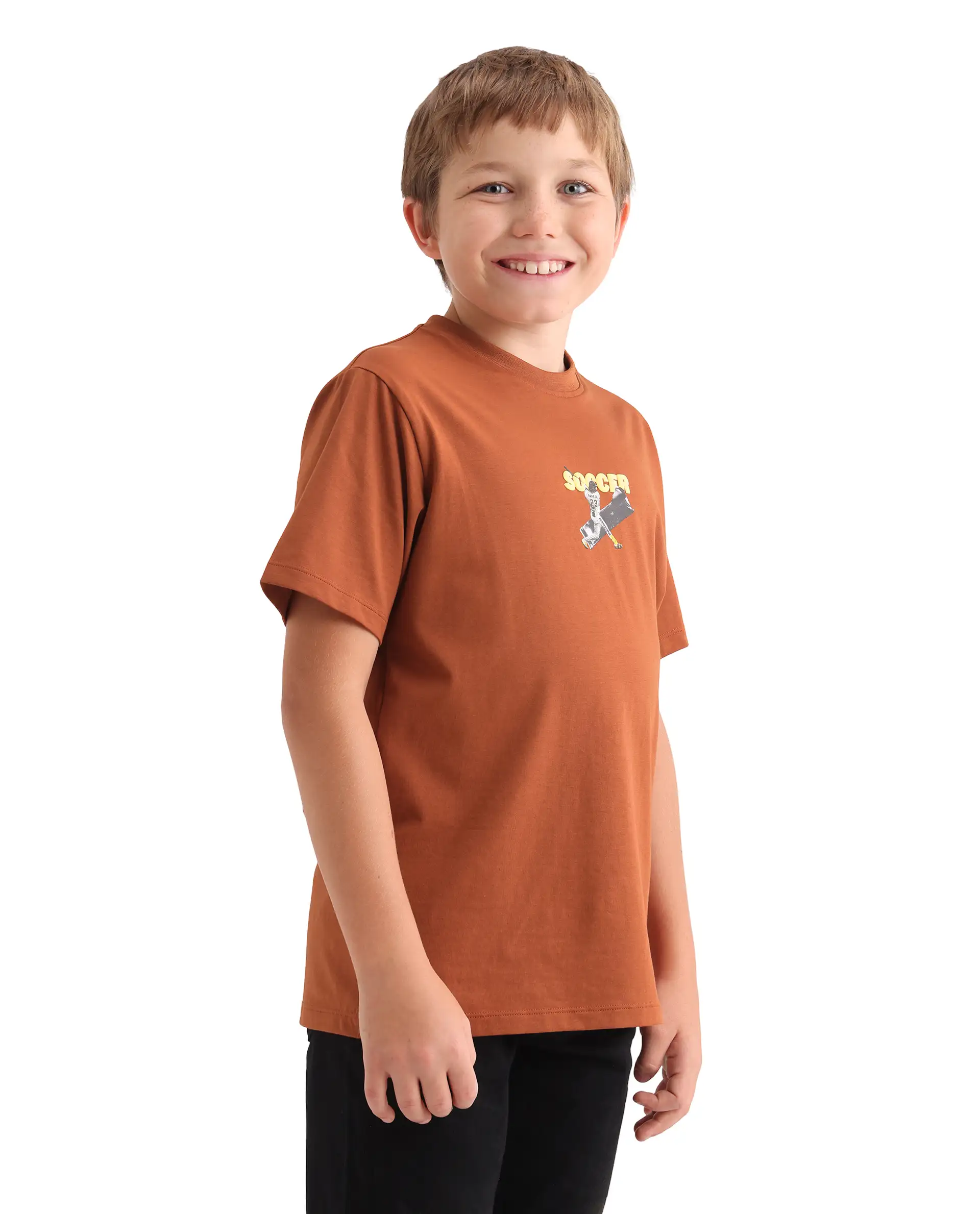 Rare Ones Kids Simp Brown Cotton Blend Fabric Pull-On Closure Regular Fit T-Shirt - Image 7