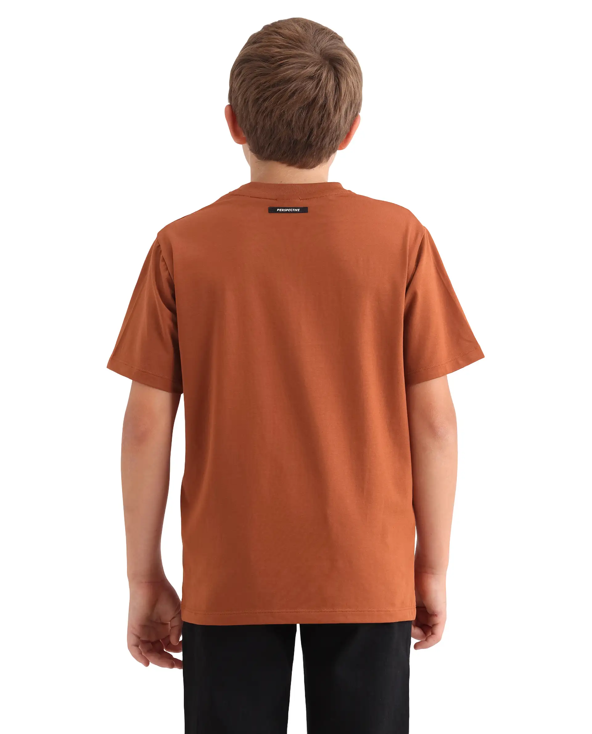Rare Ones Kids Simp Brown Cotton Blend Fabric Pull-On Closure Regular Fit T-Shirt - Image 8