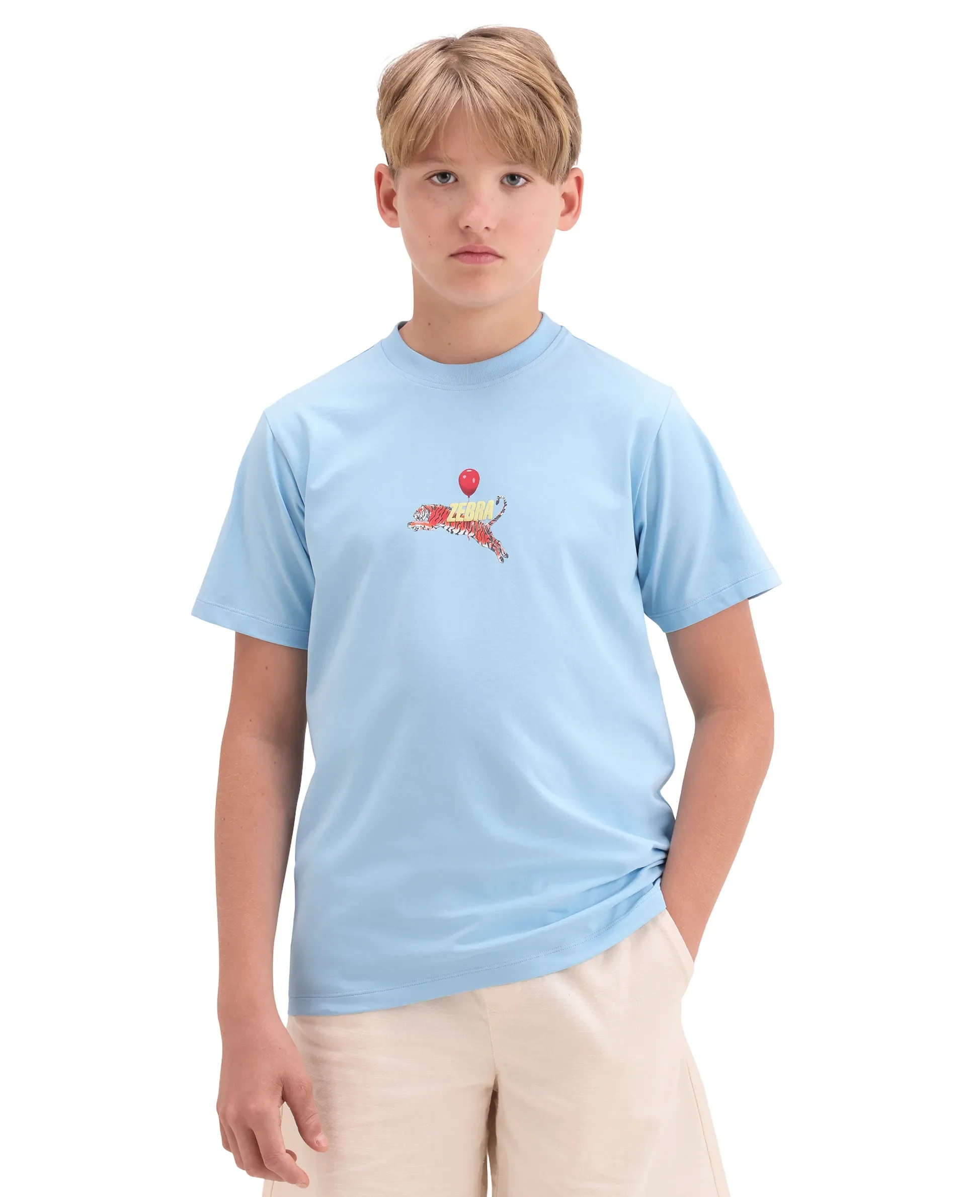 Rare Ones Kids Simp Light Blue Cotton Blend Fabric Pull-On Closure Regular Fit T-Shirt - Image 3