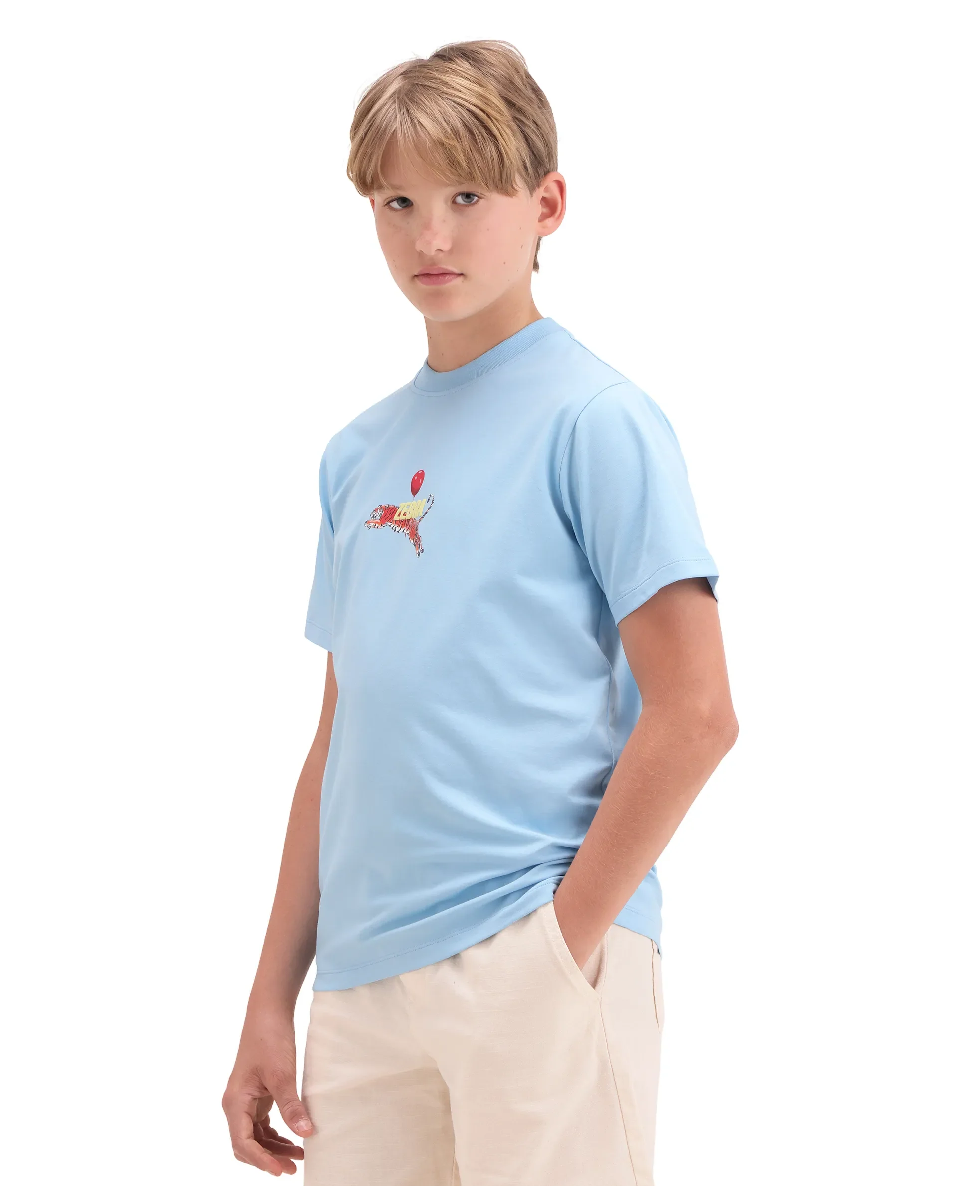 Rare Ones Kids Simp Light Blue Cotton Blend Fabric Pull-On Closure Regular Fit T-Shirt - Image 5