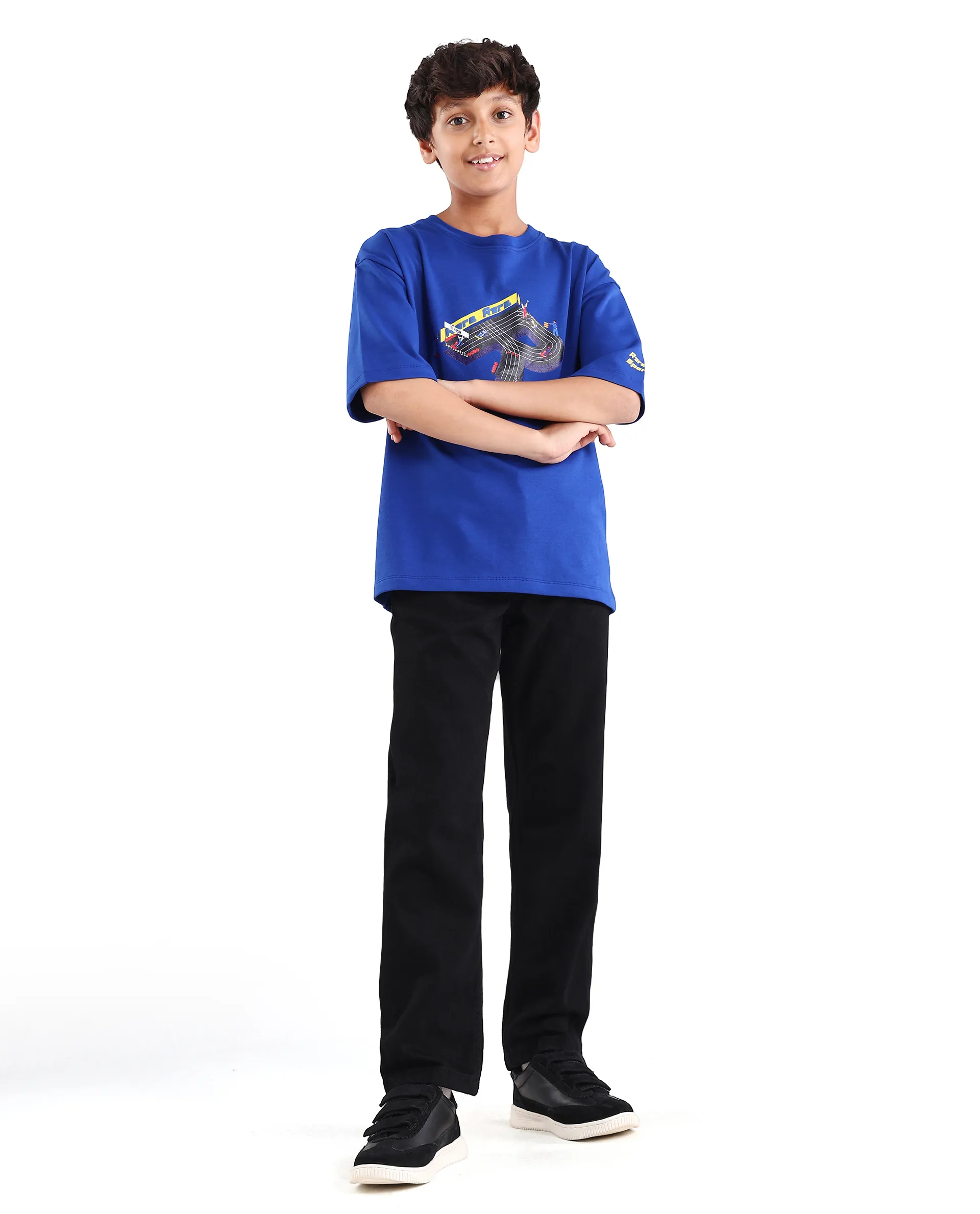 Rare Ones Kids Skil Blue Cotton Blend Fabric Pull-On Closure Hd Print Boxy Fit T-Shirt - Image 2