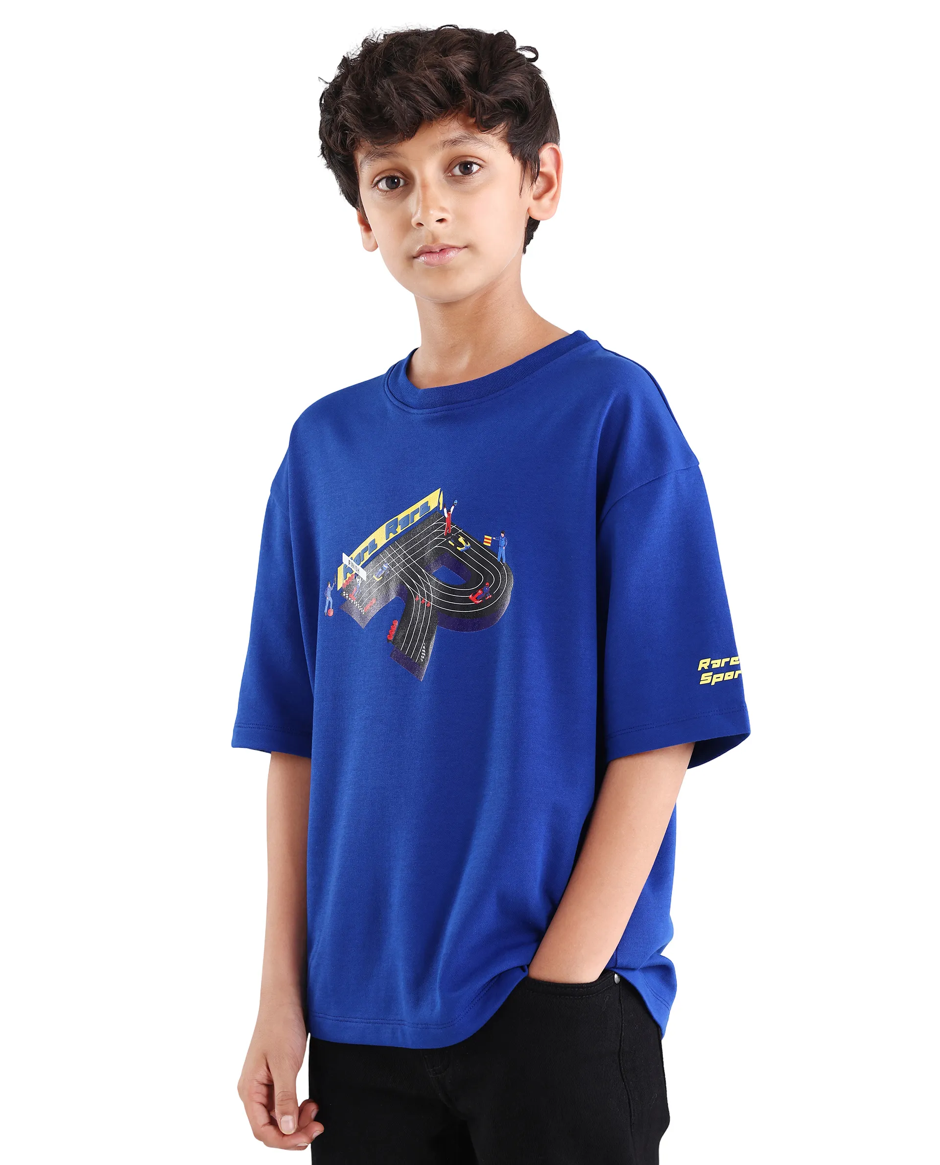 Rare Ones Kids Skil Blue Cotton Blend Fabric Pull-On Closure Hd Print Boxy Fit T-Shirt - Image 5