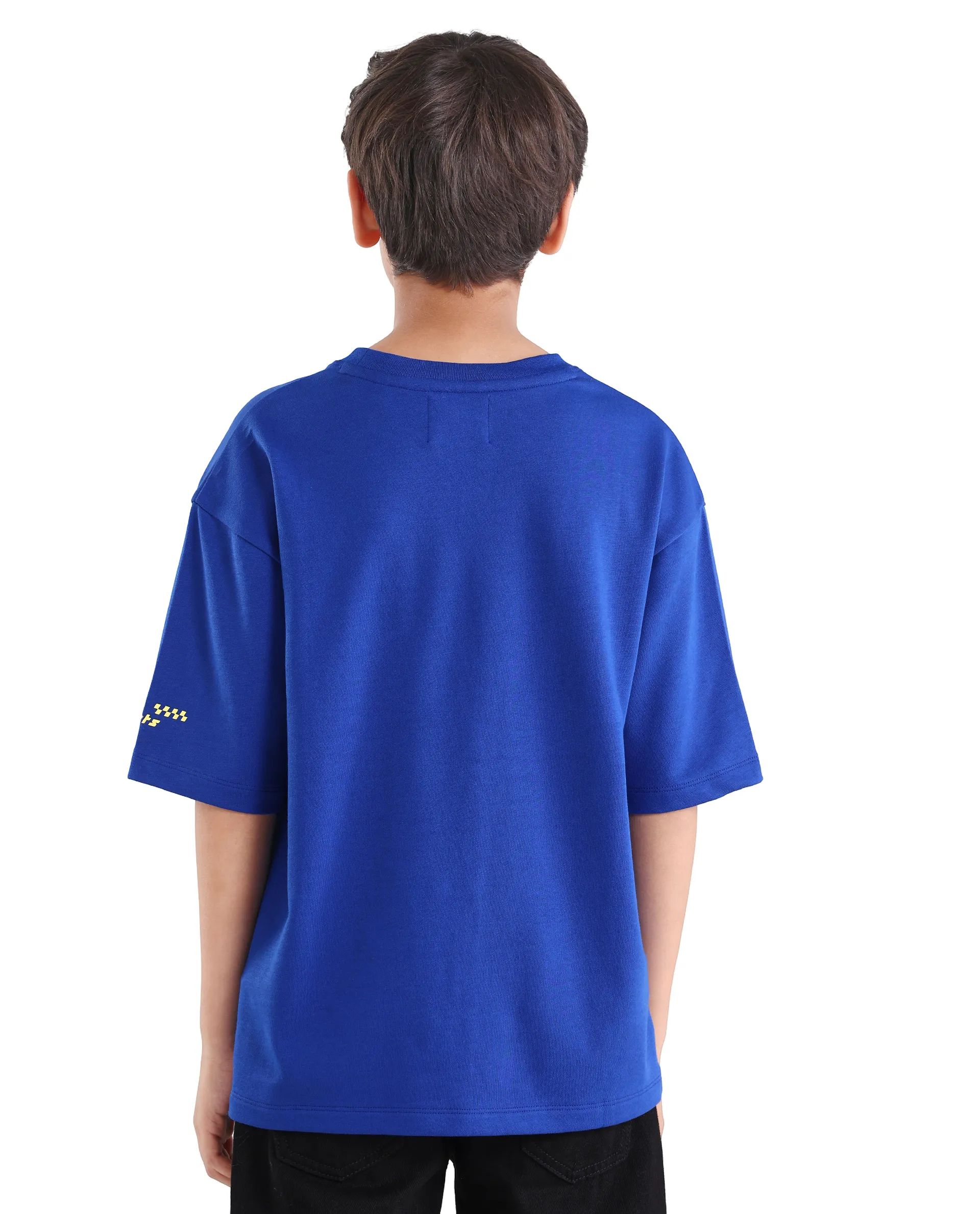 Rare Ones Kids Skil Blue Cotton Blend Fabric Pull-On Closure Hd Print Boxy Fit T-Shirt - Image 7