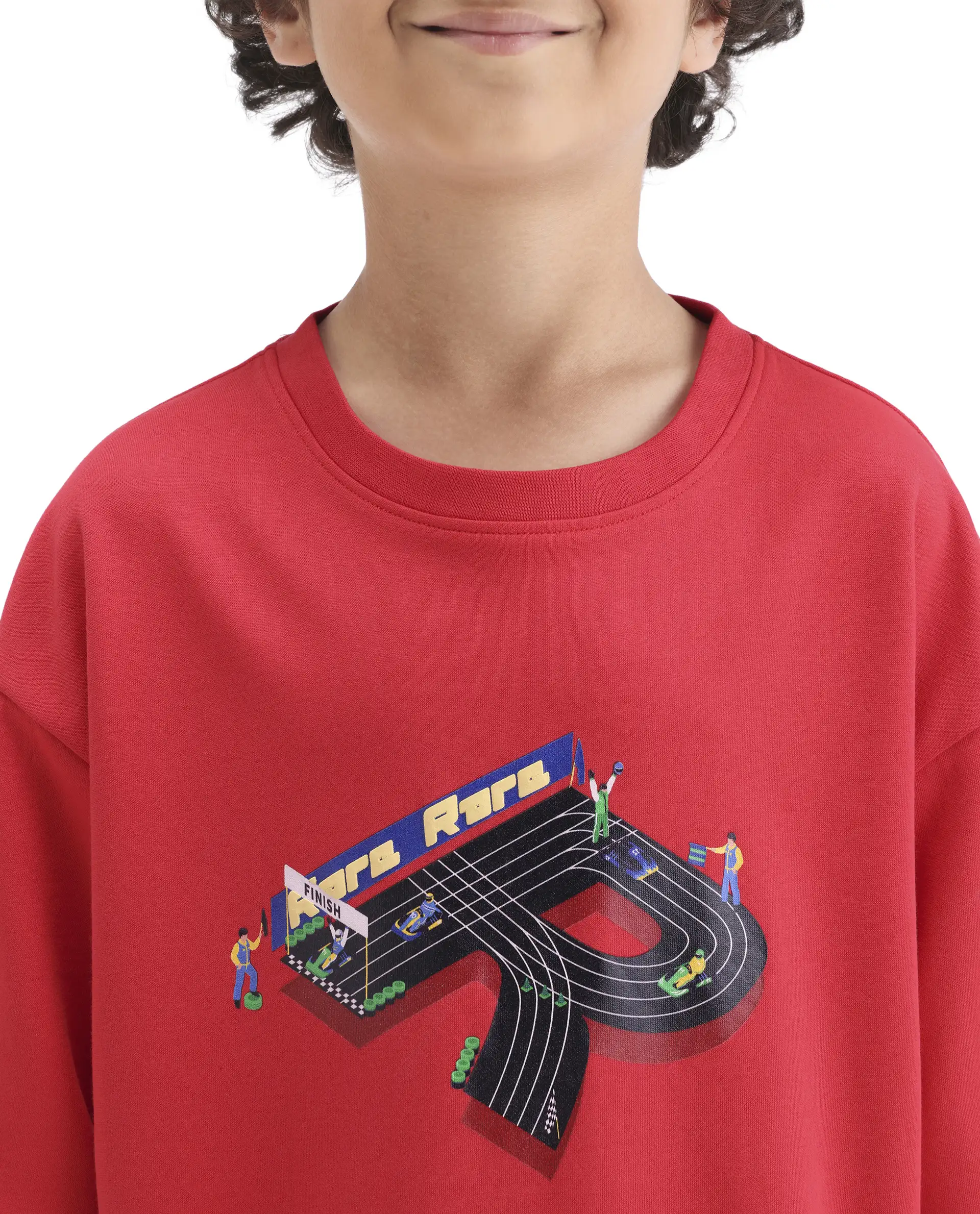 Rare Ones Kids Skil Red Cotton Blend Fabric Pull-On Closure Hd Print Boxy Fit T-Shirt - Image 3