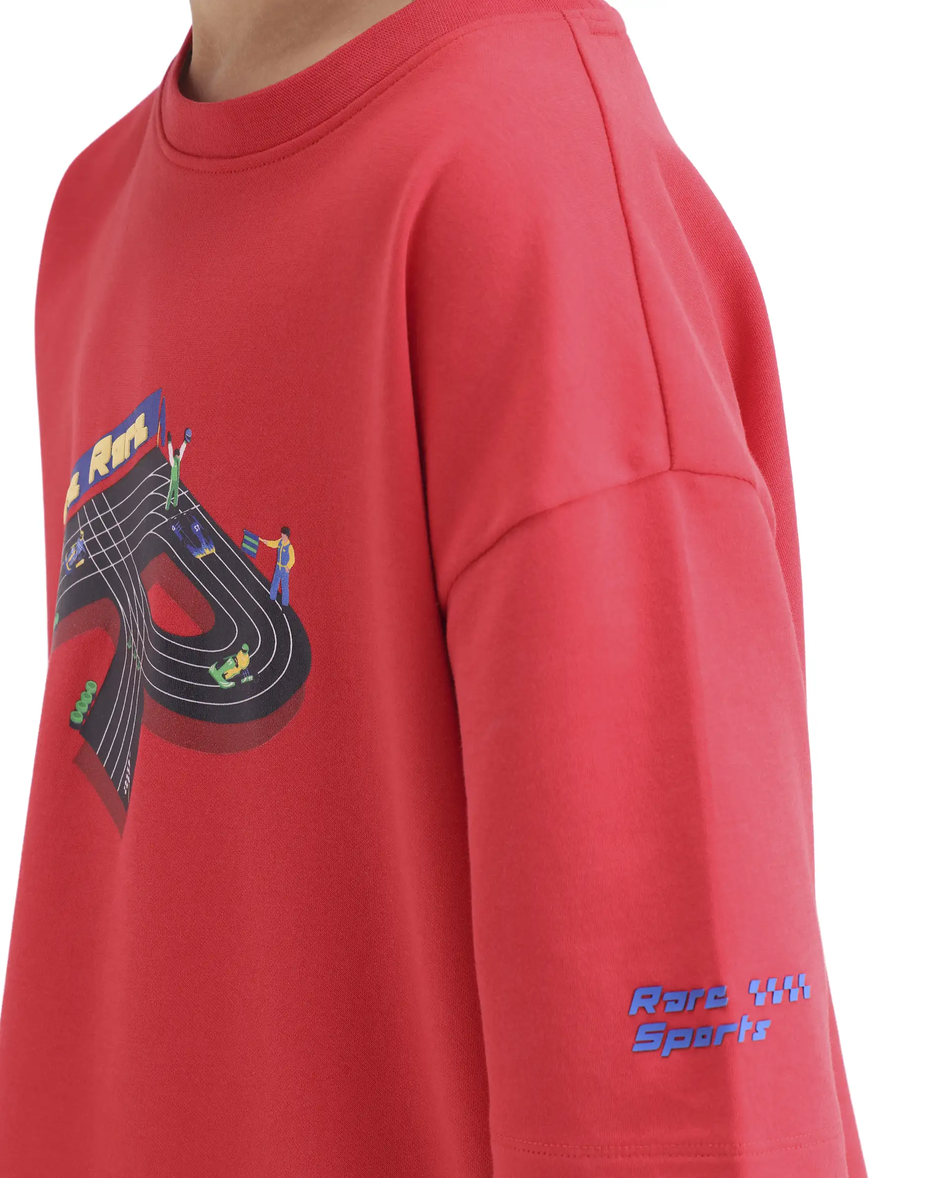 Rare Ones Kids Skil Red Cotton Blend Fabric Pull-On Closure Hd Print Boxy Fit T-Shirt - Image 4