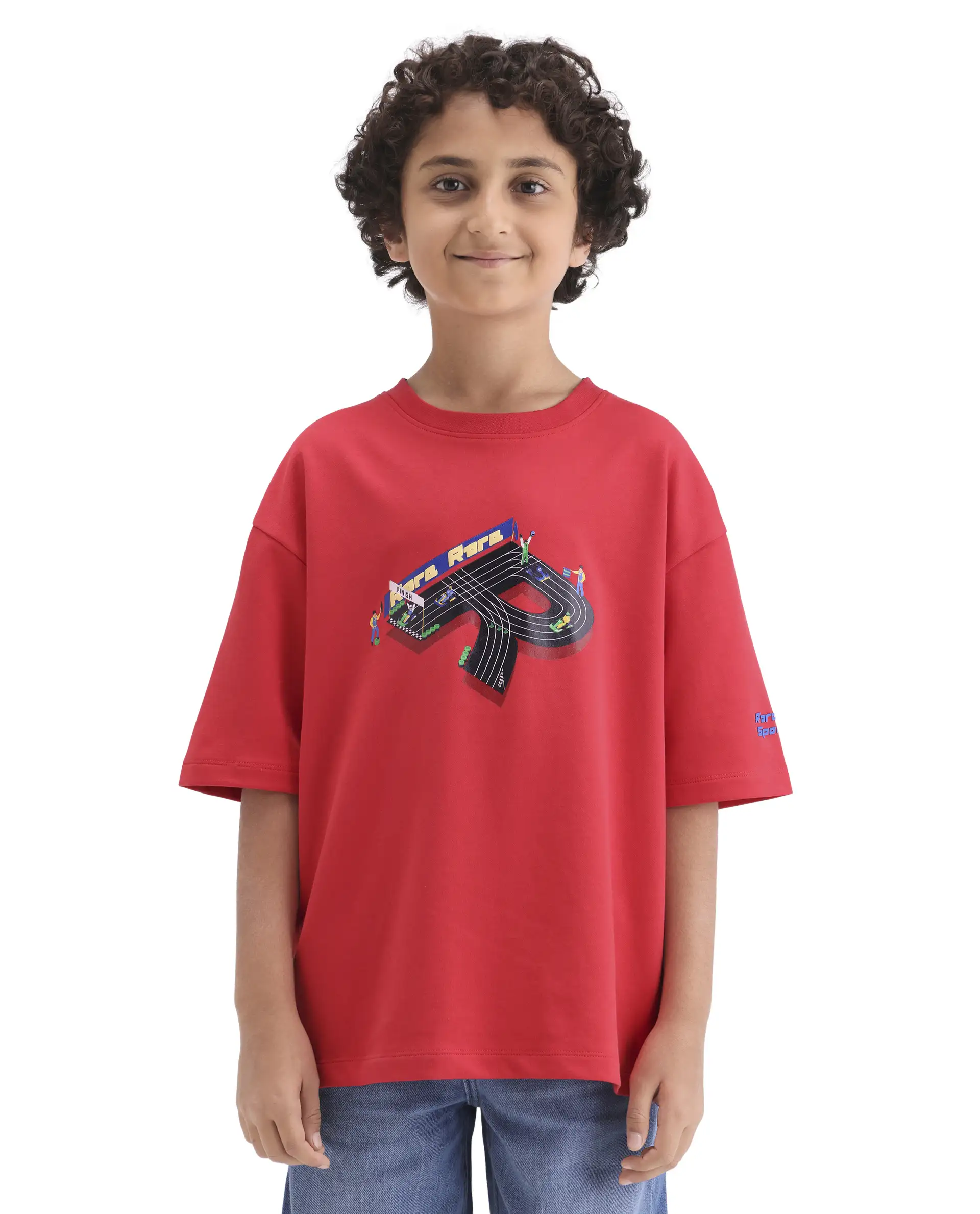 Rare Ones Kids Skil Red Cotton Blend Fabric Pull-On Closure Hd Print Boxy Fit T-Shirt - Image 5