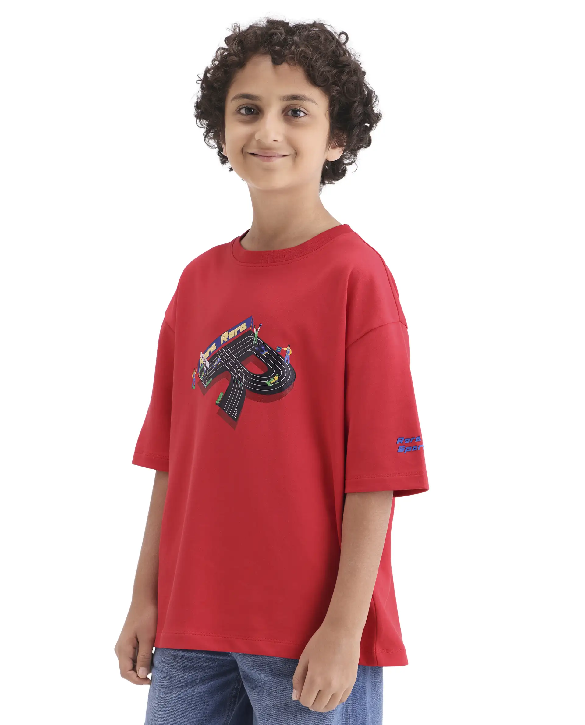 Rare Ones Kids Skil Red Cotton Blend Fabric Pull-On Closure Hd Print Boxy Fit T-Shirt - Image 6