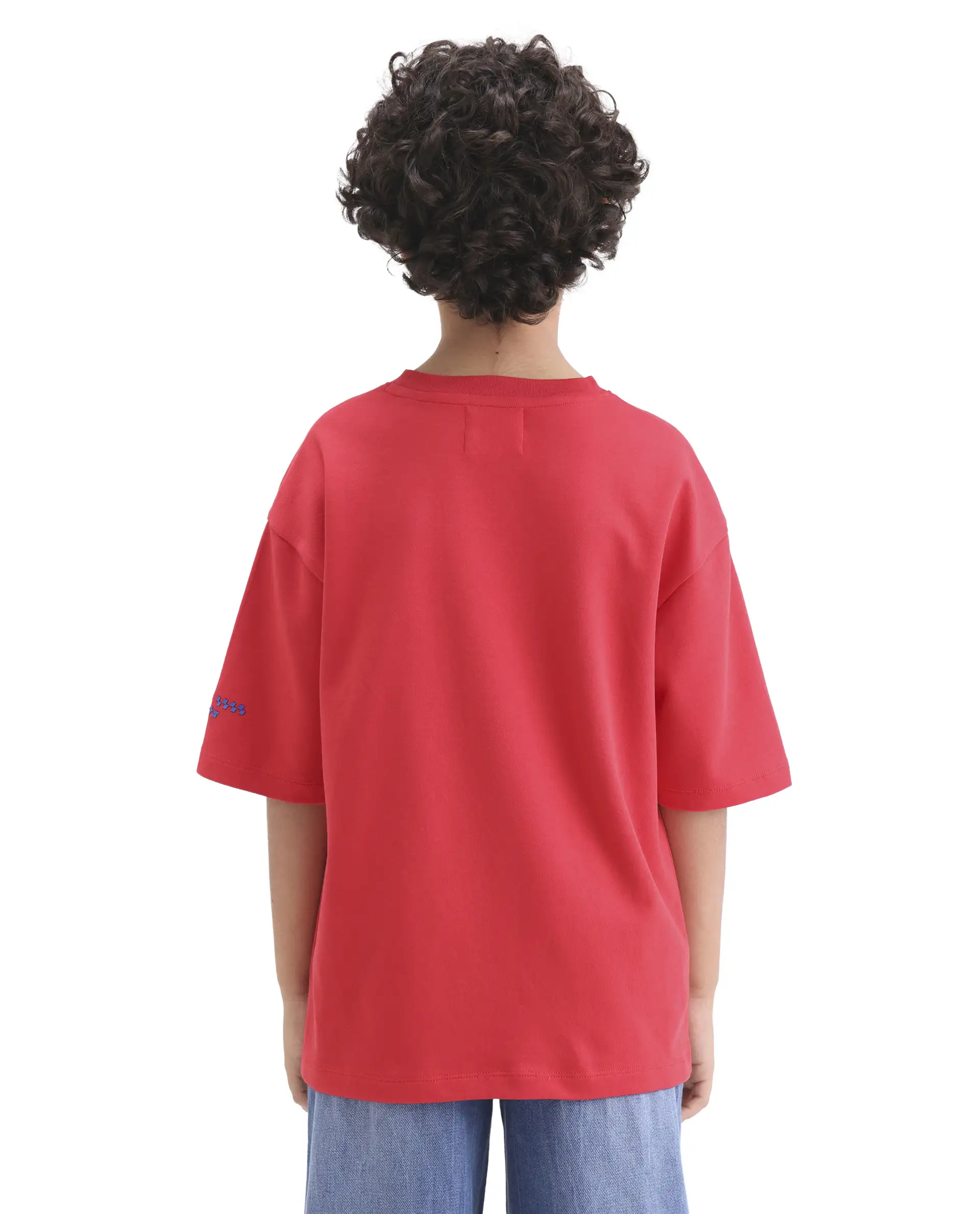 Rare Ones Kids Skil Red Cotton Blend Fabric Pull-On Closure Hd Print Boxy Fit T-Shirt - Image 8
