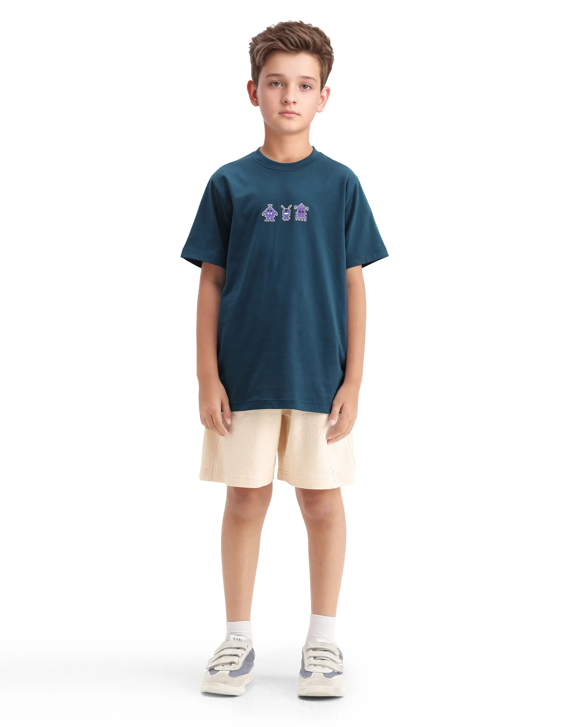 Rare Ones Kids Sung Teal Cotton Graphic Print Regular Fit T-Shirt - Image 2