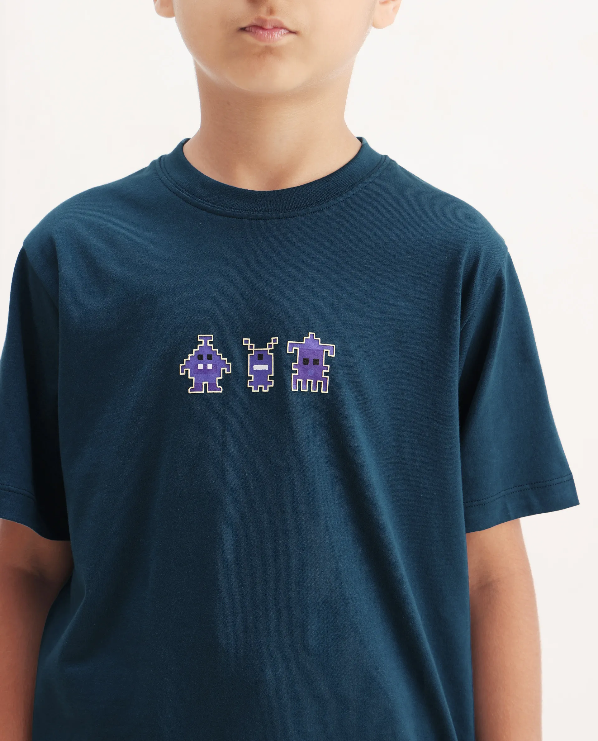 Rare Ones Kids Sung Teal Cotton Graphic Print Regular Fit T-Shirt - Image 4
