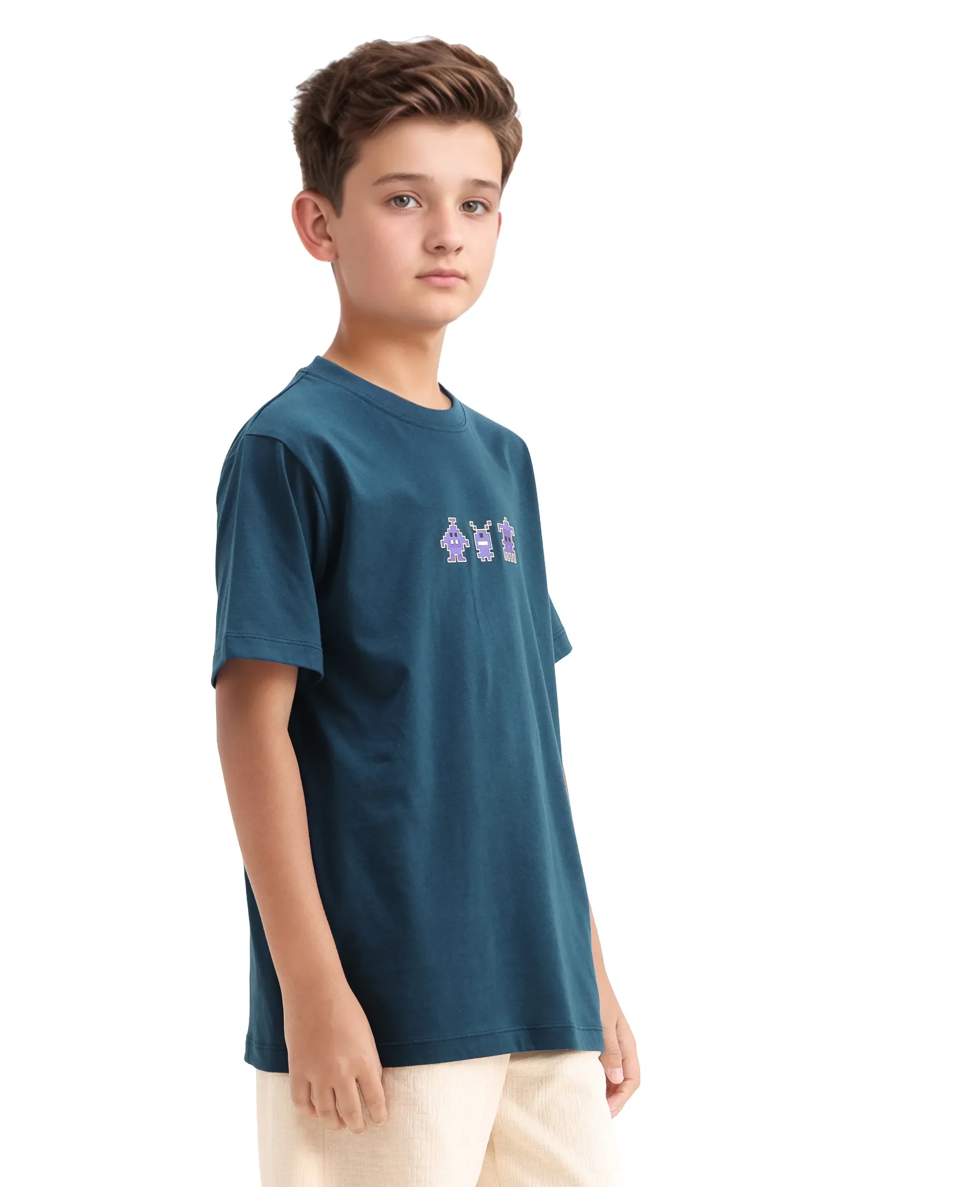 Rare Ones Kids Sung Teal Cotton Graphic Print Regular Fit T-Shirt - Image 6