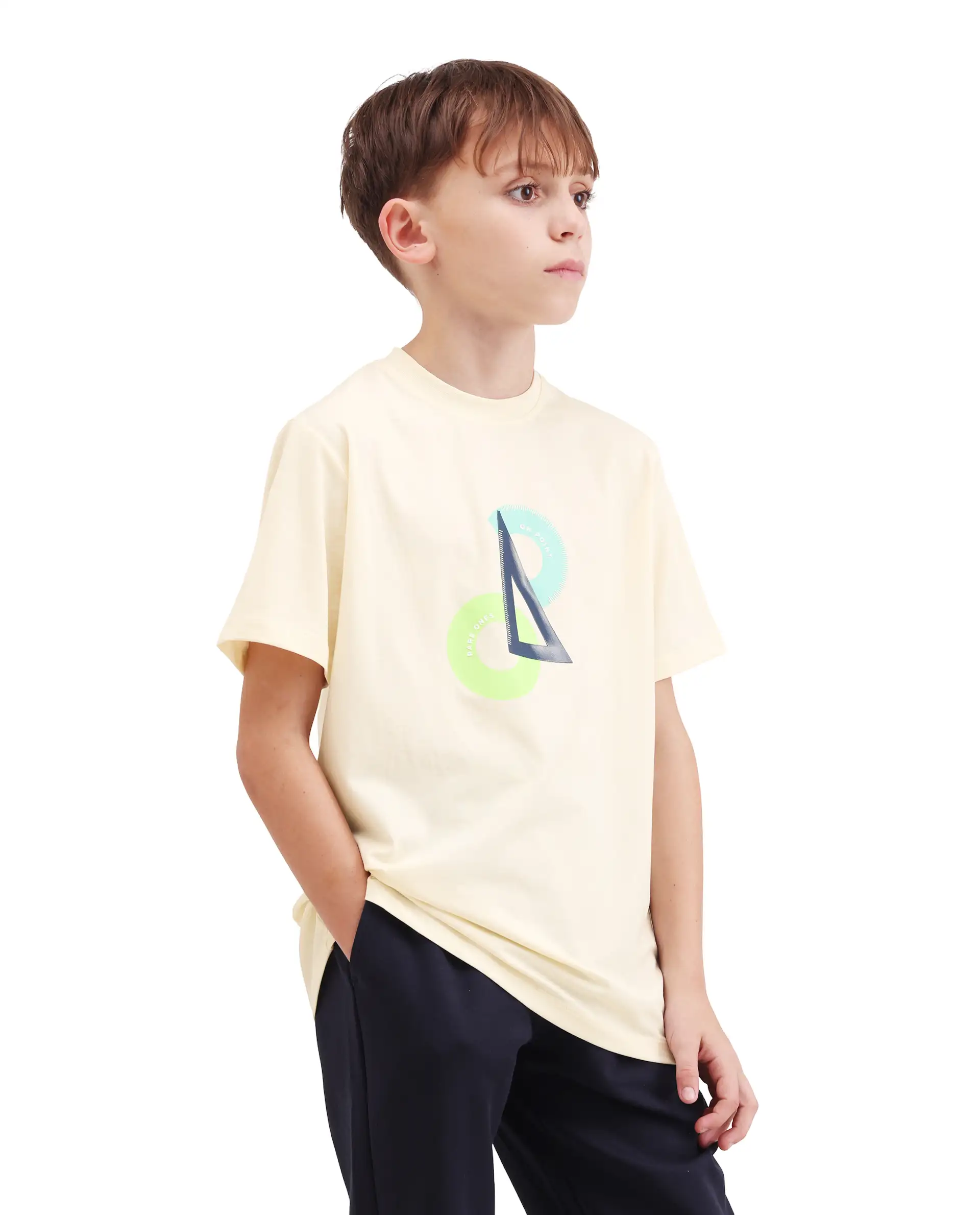 Rare Ones Kids Trac Off White Cotton Blend Pull-On Closure Pigment Print Regular Fit T-Shirt - Image 5