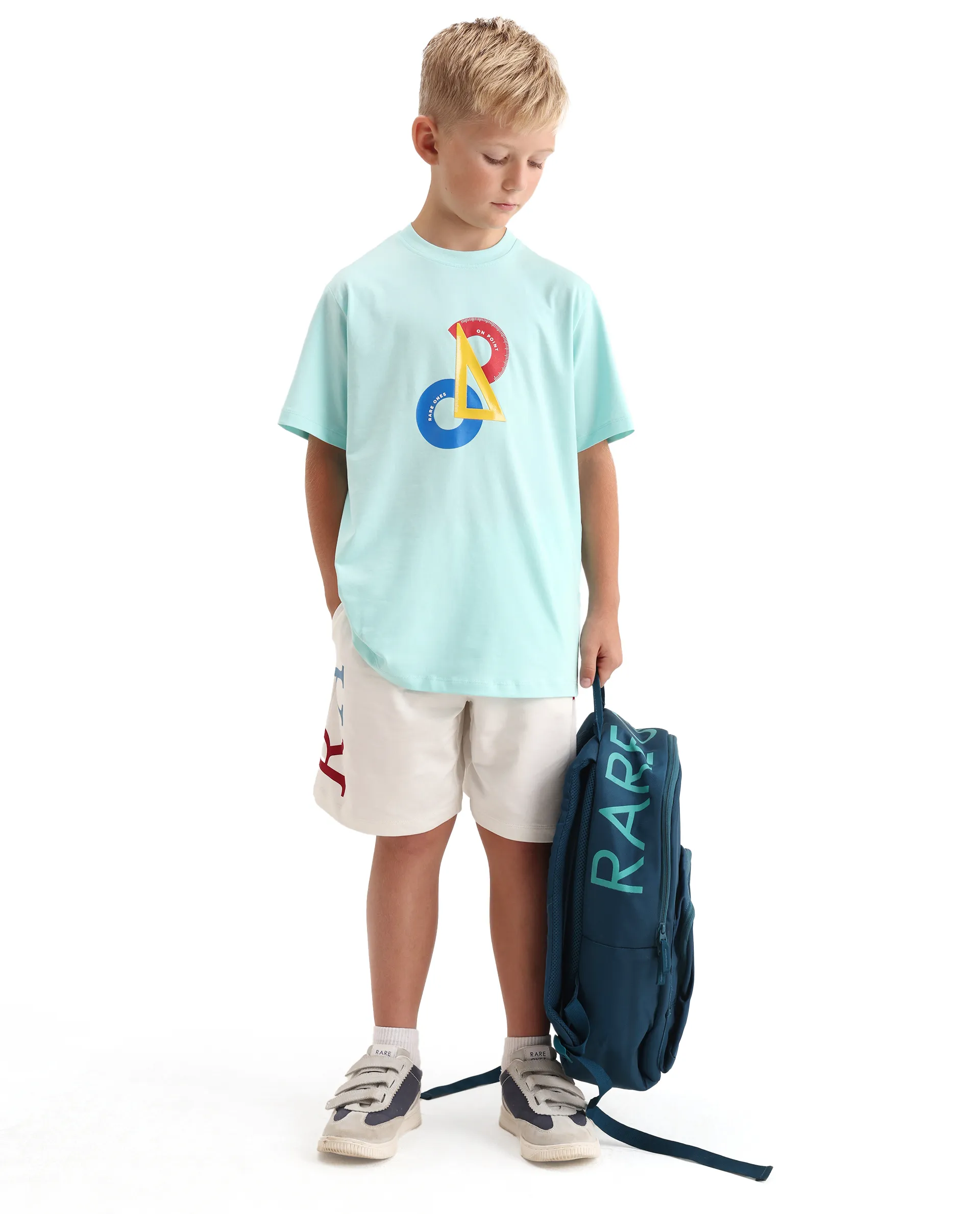 Rare Ones Kids Trac Pastel Turq Cotton Blend Pull-On Closure Pigment Print Regular Fit T-Shirt - Image 2