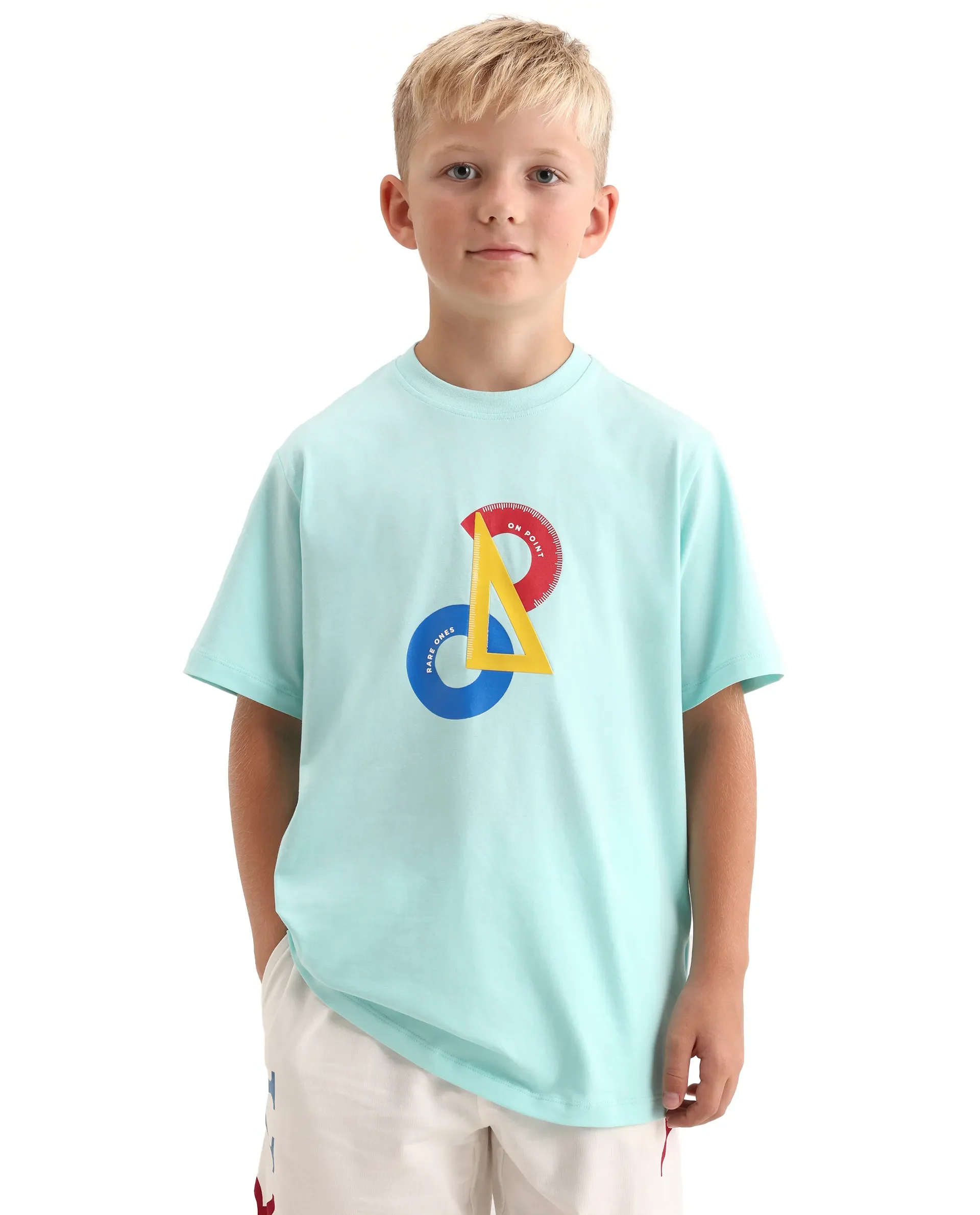 Rare Ones Kids Trac Pastel Turq Cotton Blend Pull-On Closure Pigment Print Regular Fit T-Shirt - Image 3