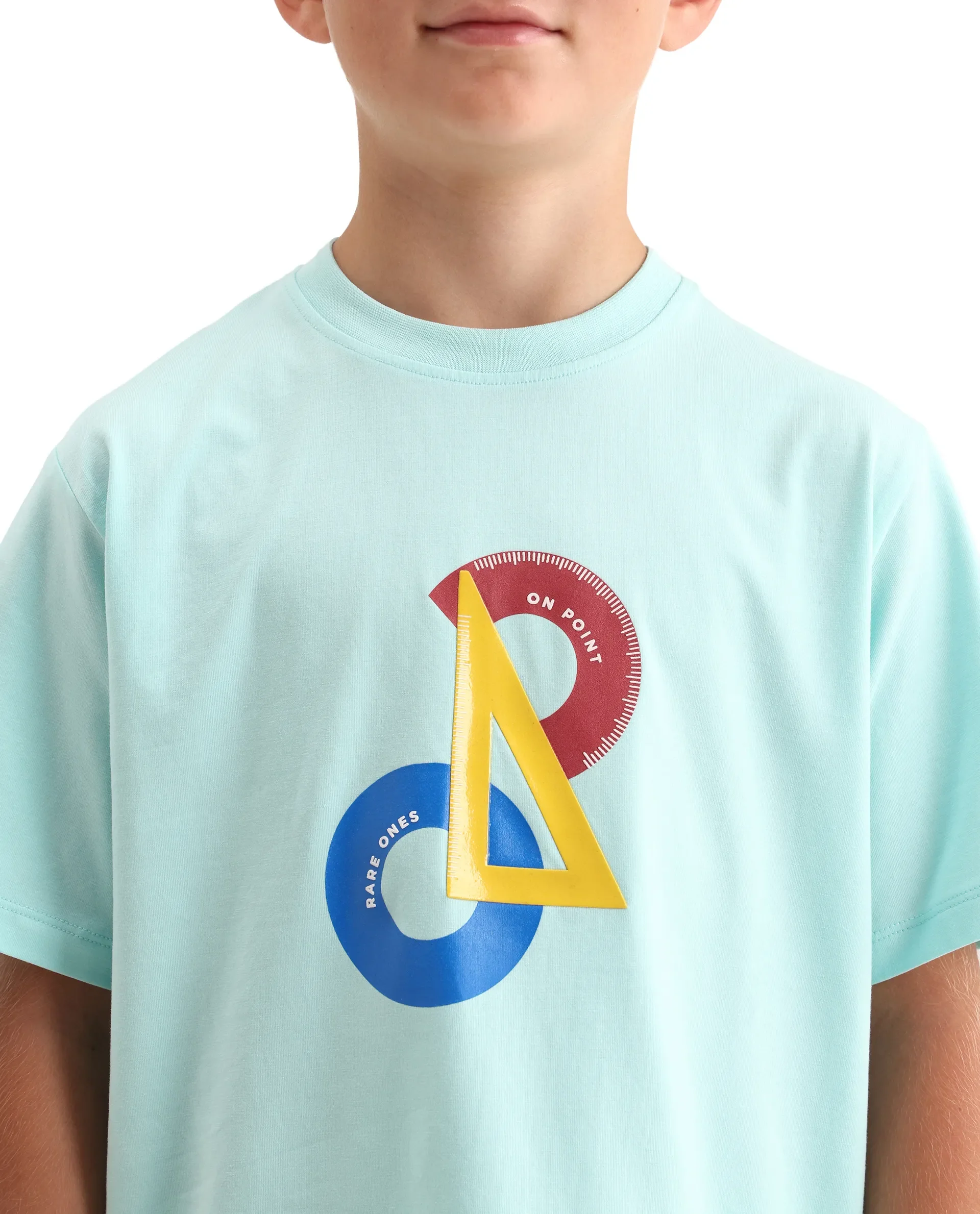 Rare Ones Kids Trac Pastel Turq Cotton Blend Pull-On Closure Pigment Print Regular Fit T-Shirt - Image 4