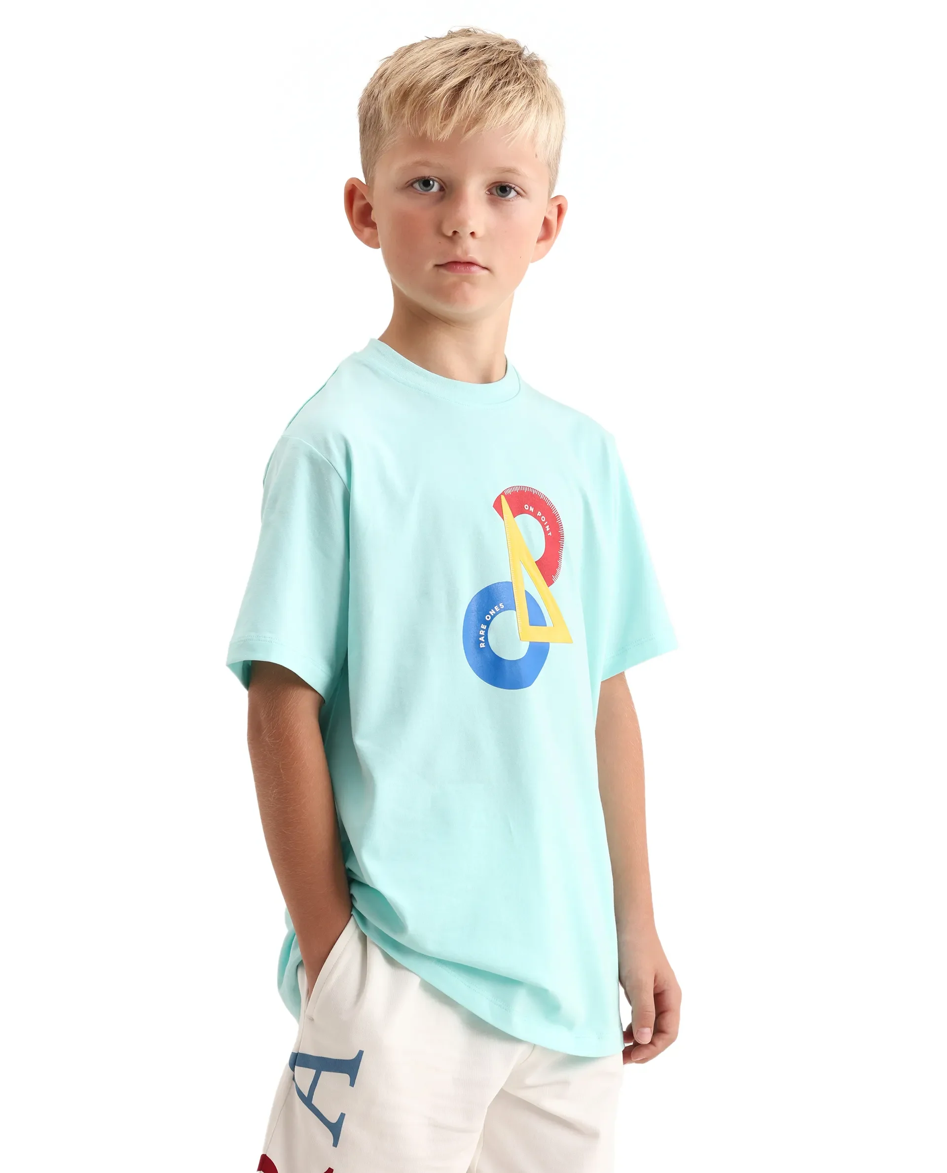 Rare Ones Kids Trac Pastel Turq Cotton Blend Pull-On Closure Pigment Print Regular Fit T-Shirt - Image 5