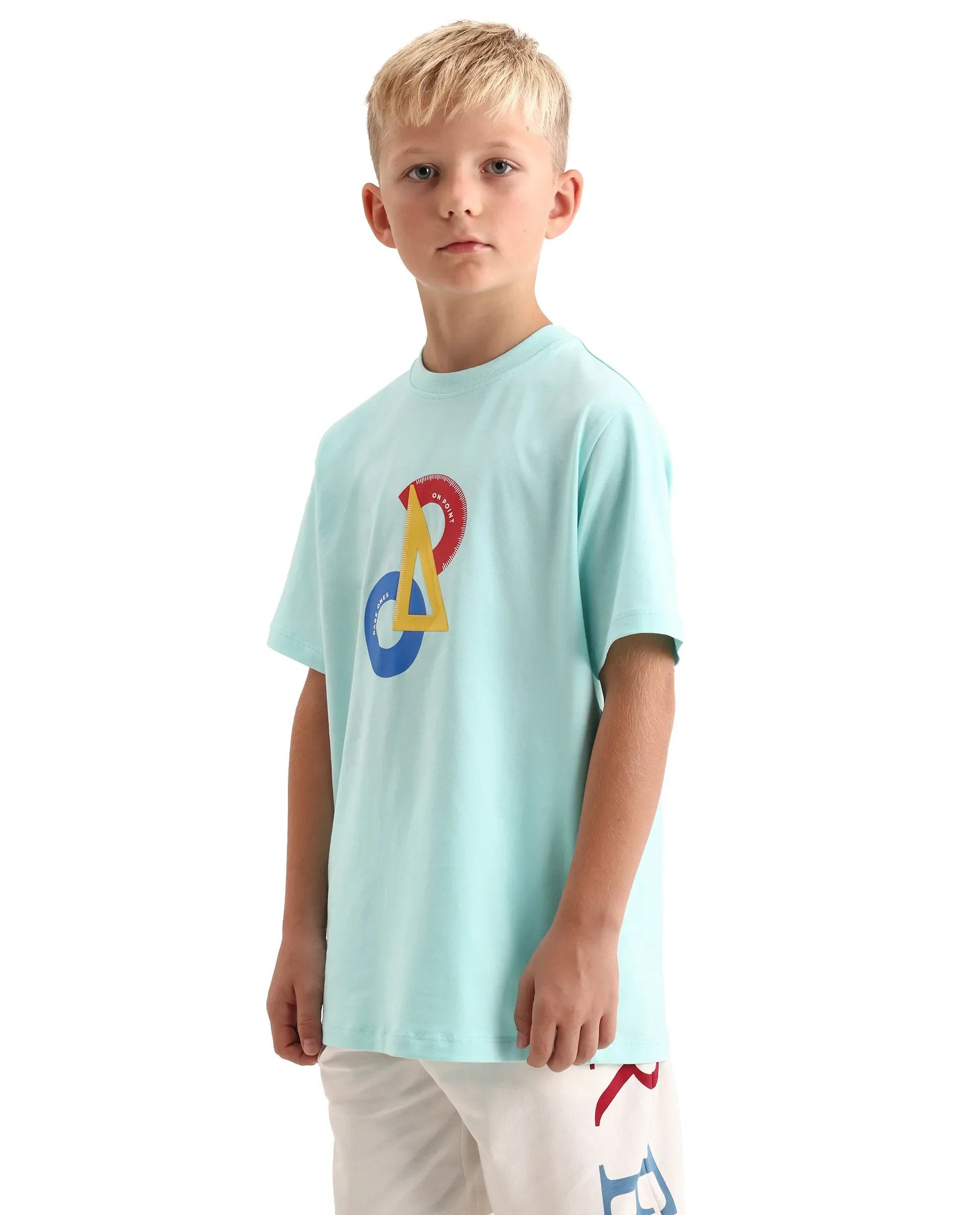 Rare Ones Kids Trac Pastel Turq Cotton Blend Pull-On Closure Pigment Print Regular Fit T-Shirt - Image 6