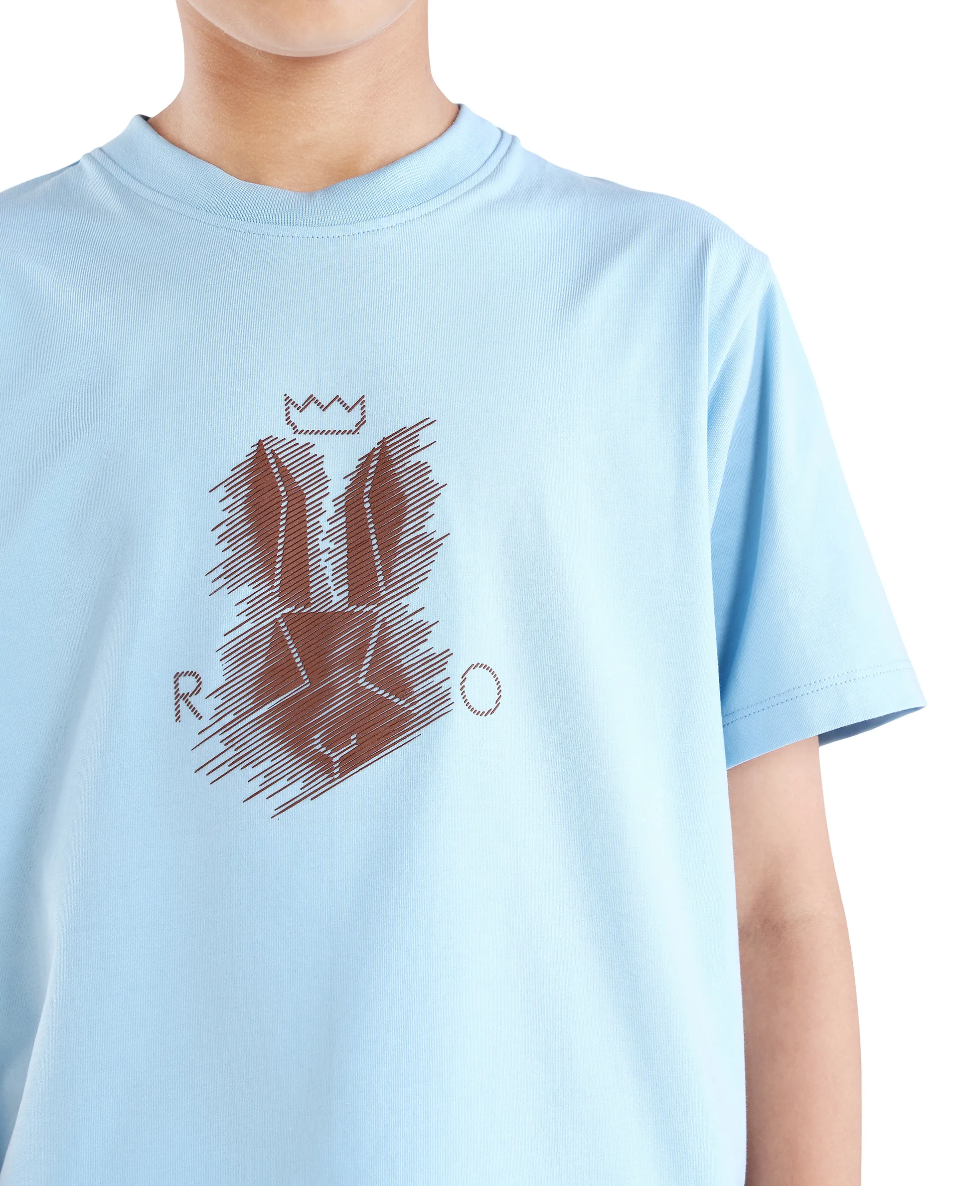Rare Ones Kids Tregor-K Light Blue Cotton Blend Pull-On Closure Hd Print Regular Fit T-Shirt - Image 4