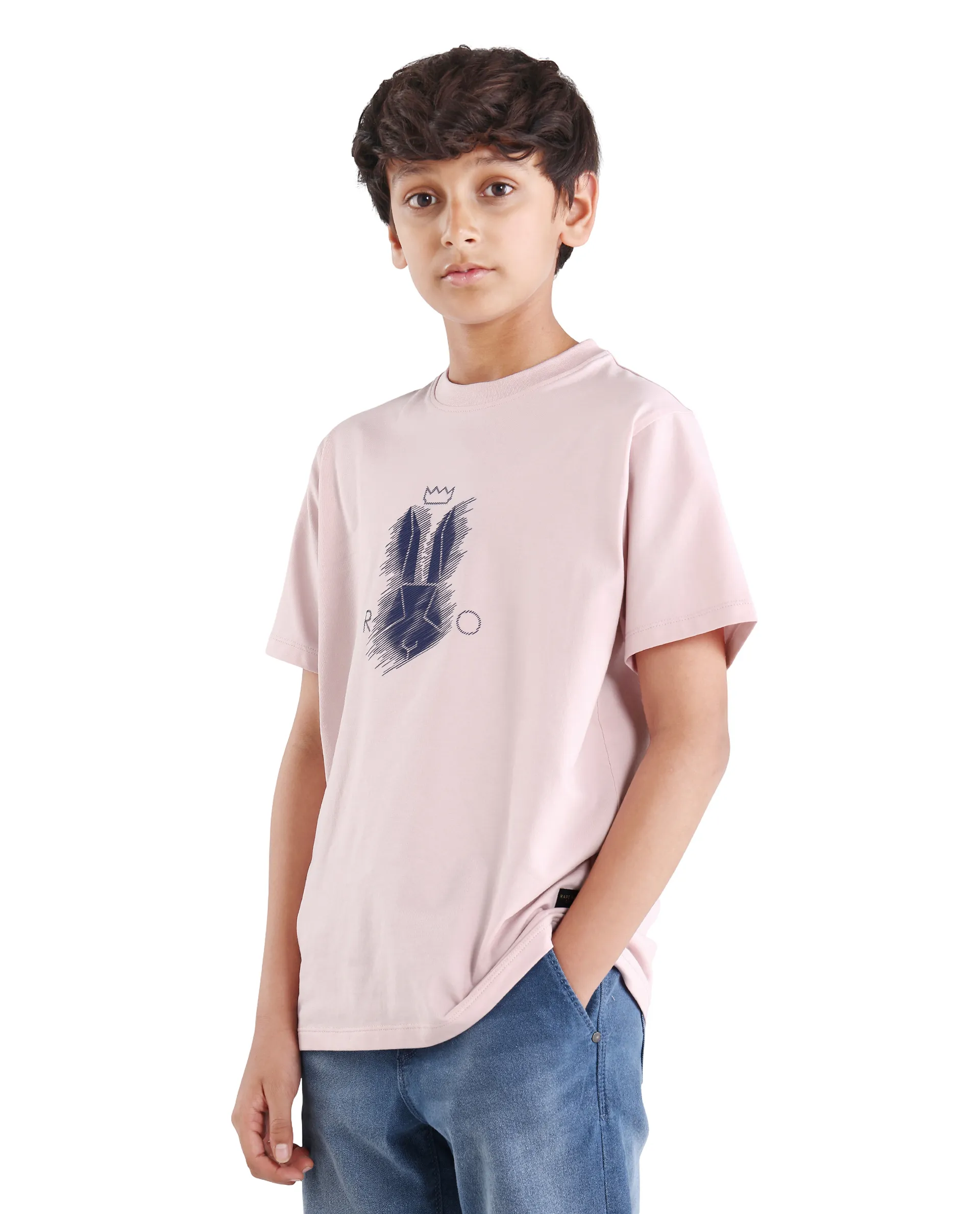 Rare Ones Kids Tregor-K Light Pink Cotton Blend Pull-On Closure Hd Print Regular Fit T-Shirt - Image 3