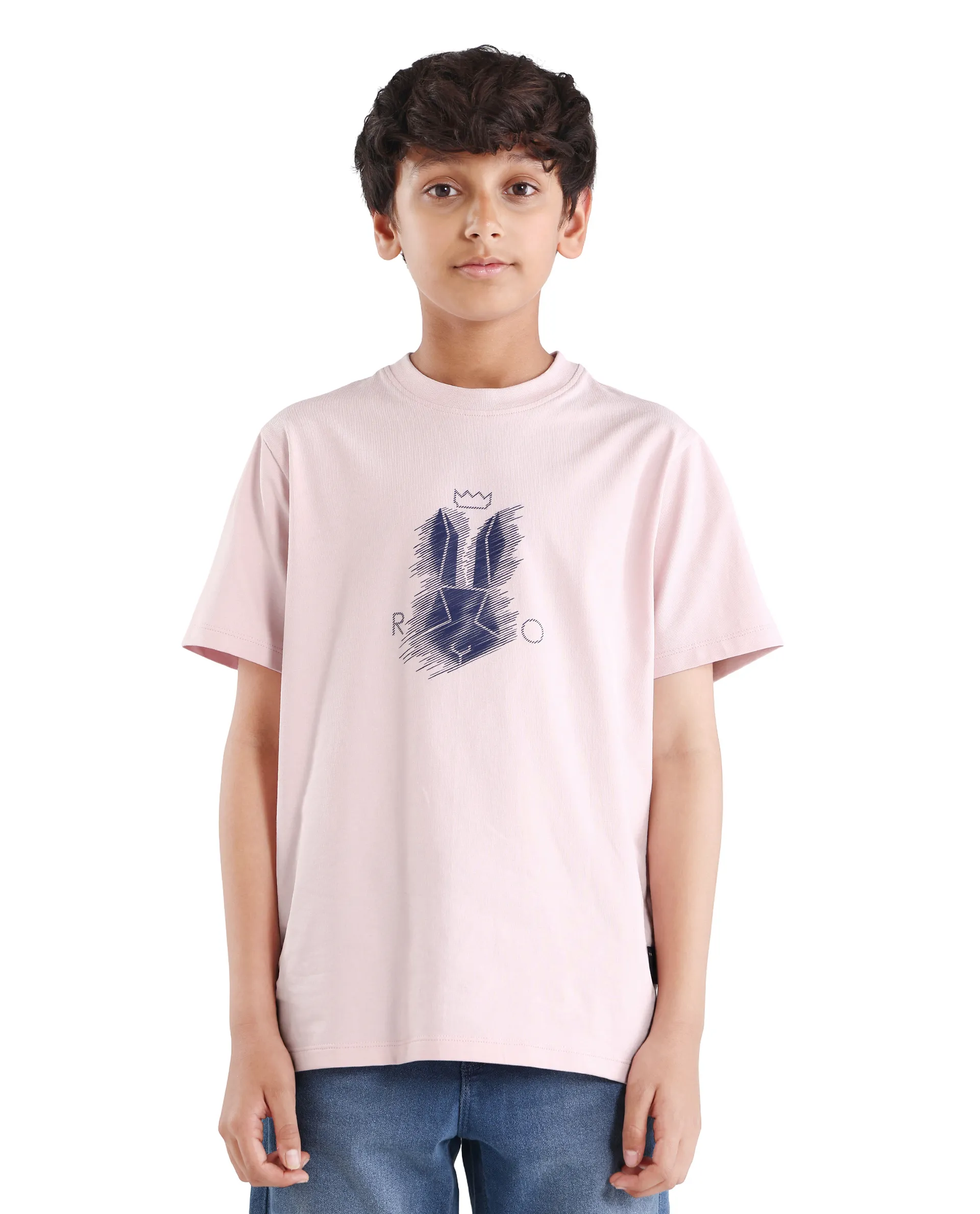 Rare Ones Kids Tregor-K Light Pink Cotton Blend Pull-On Closure Hd Print Regular Fit T-Shirt - Image 5