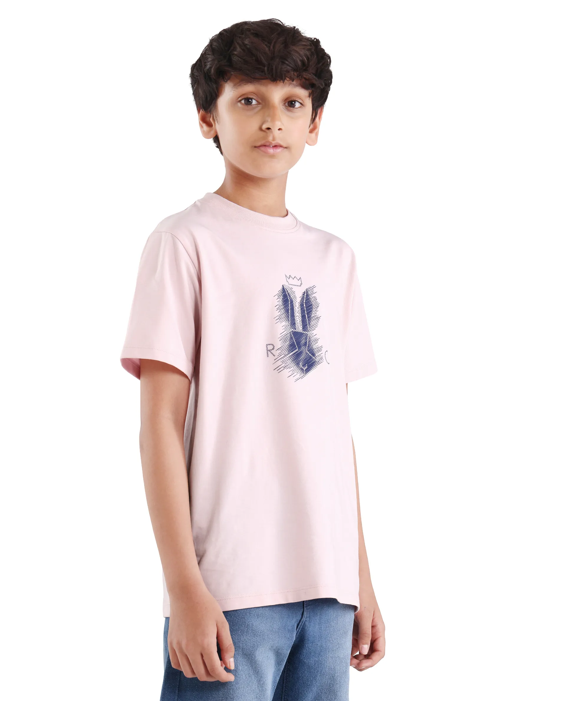 Rare Ones Kids Tregor-K Light Pink Cotton Blend Pull-On Closure Hd Print Regular Fit T-Shirt - Image 6