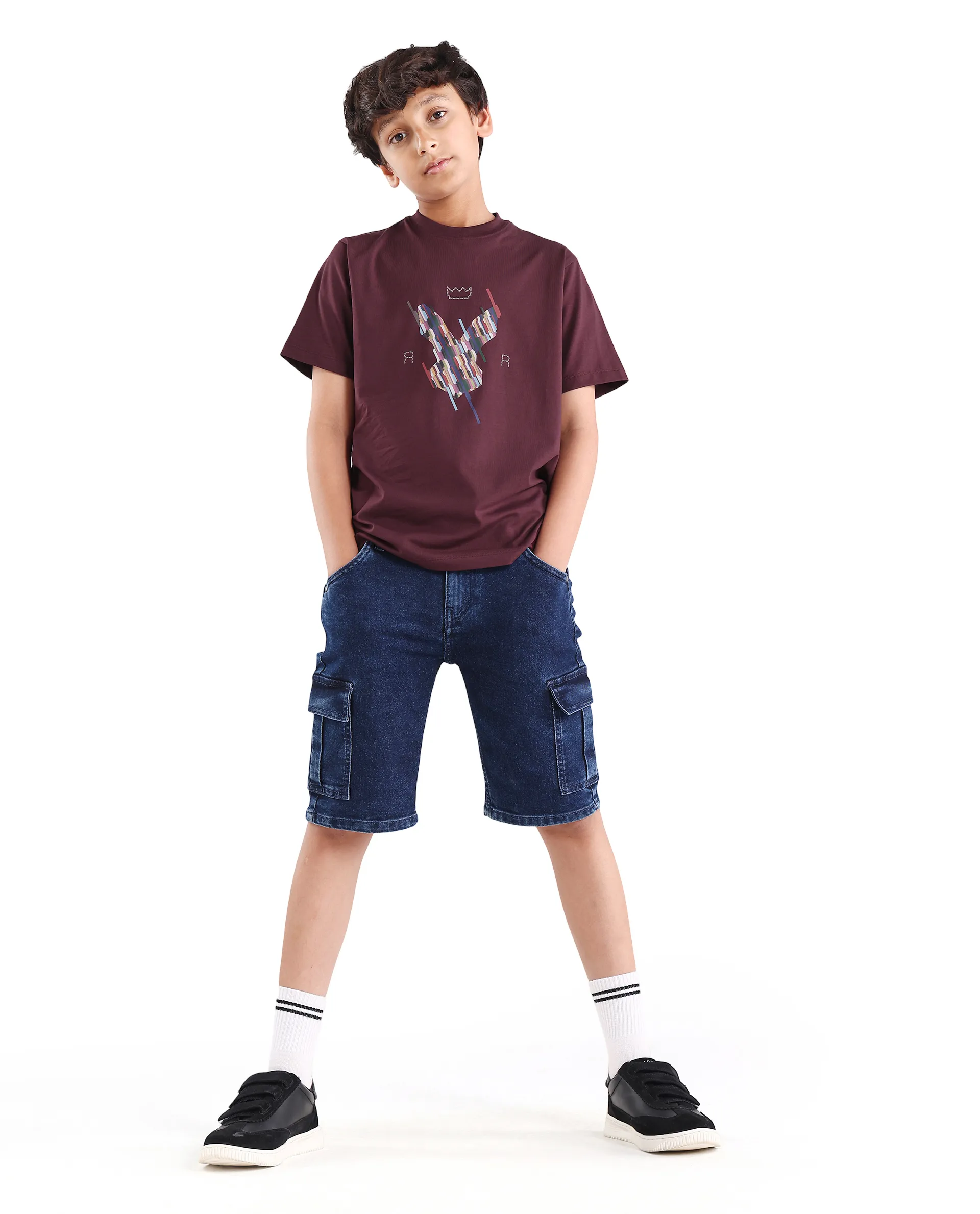 Rare Ones Kids Ure-K Dark Maroon Cotton Blend Fabric Pull-On Closure Hd Print Regular Fit T-Shirt - Image 2