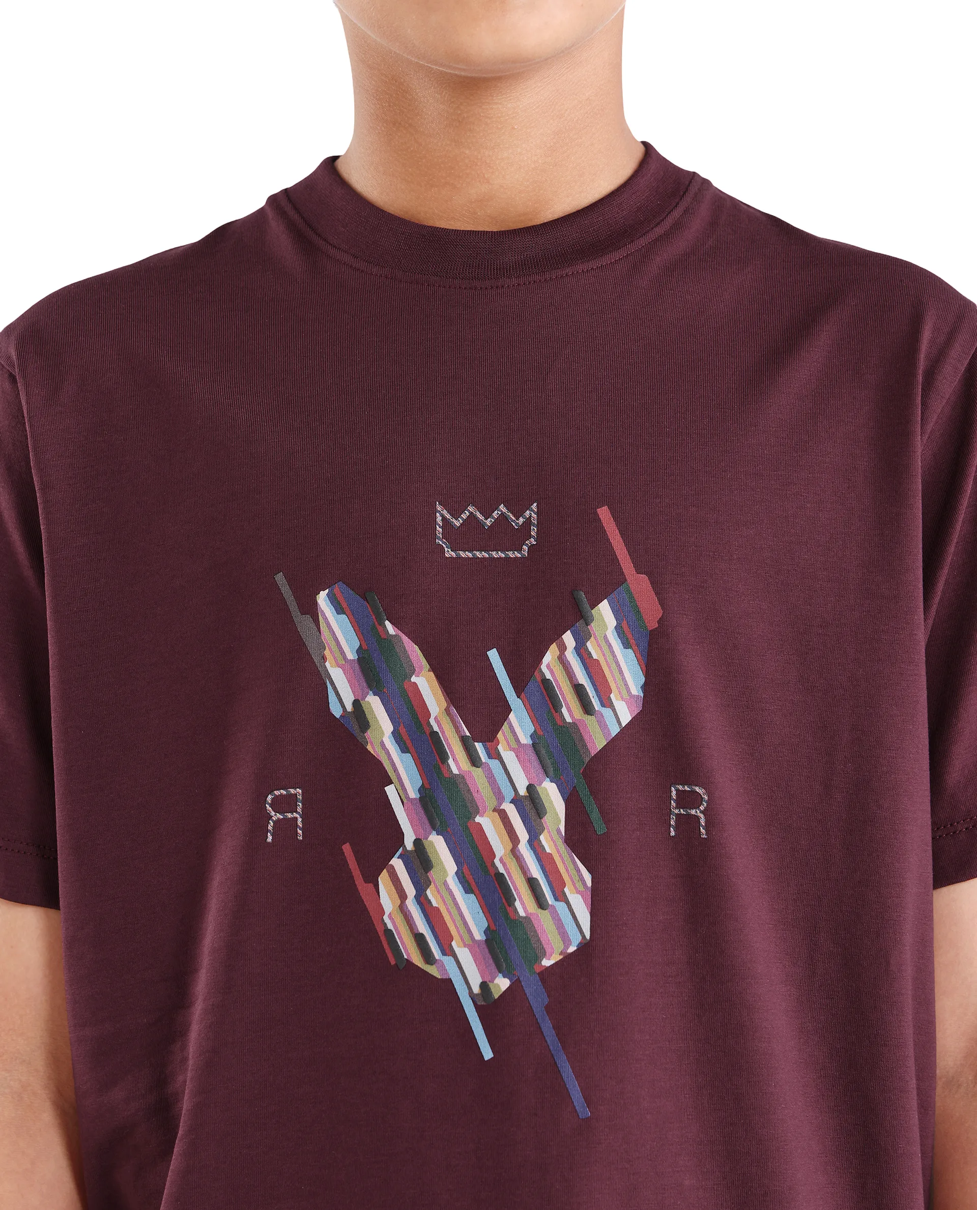 Rare Ones Kids Ure-K Dark Maroon Cotton Blend Fabric Pull-On Closure Hd Print Regular Fit T-Shirt - Image 4