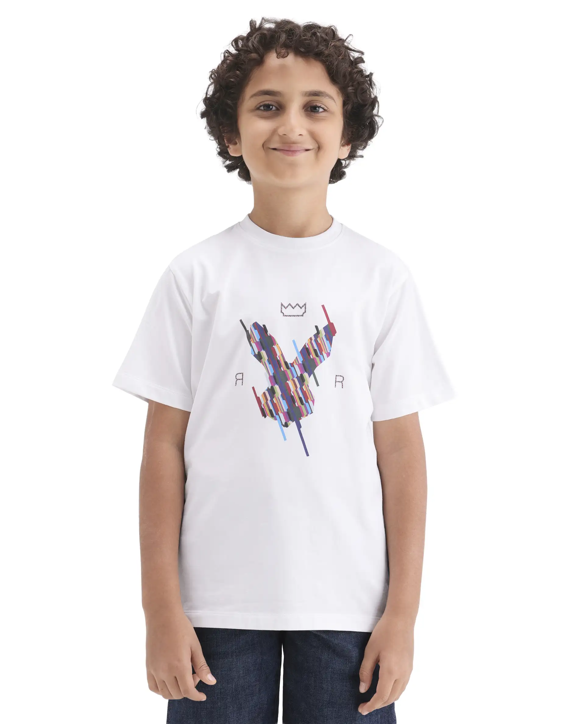 Rare Ones Kids Ure-K Off White Cotton Blend Fabric Pull-On Closure Hd Print Regular Fit T-Shirt - Image 4