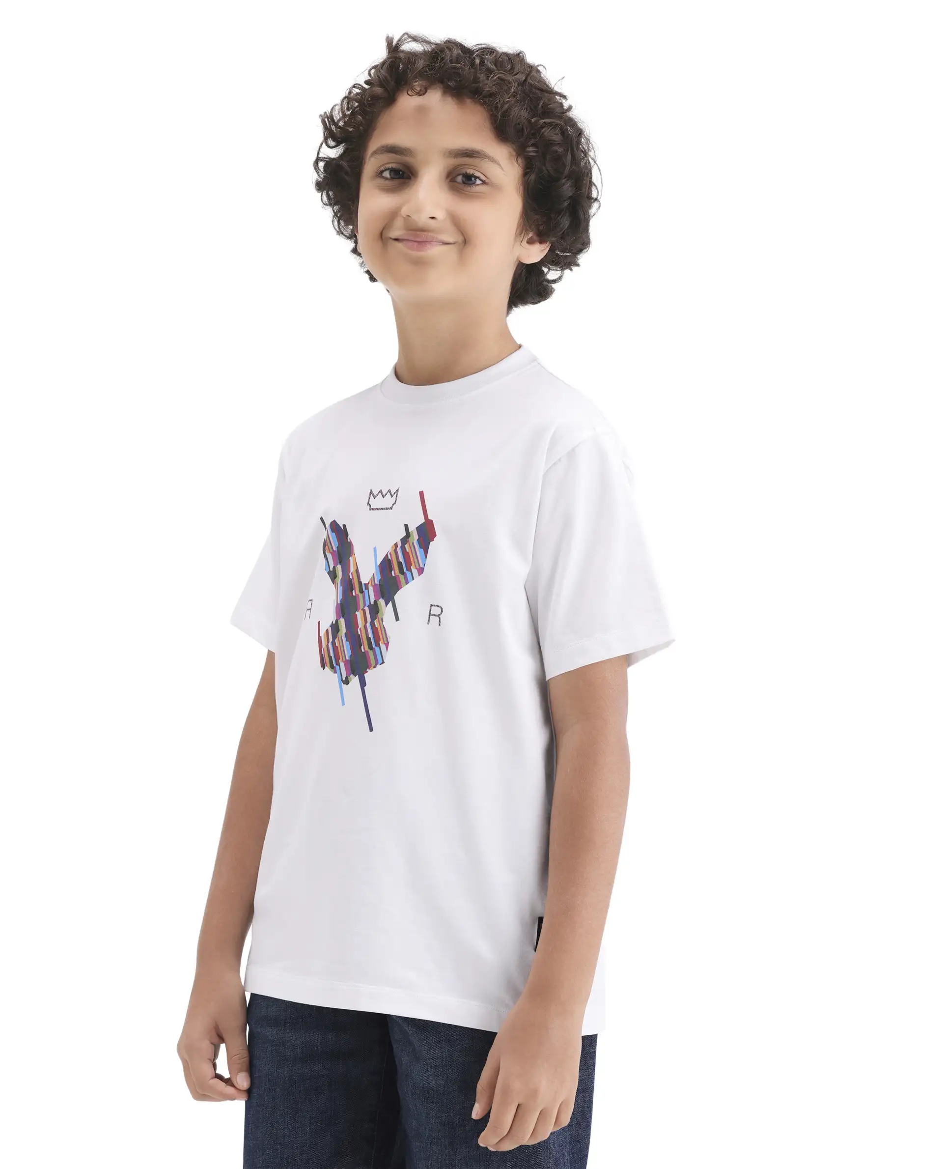 Rare Ones Kids Ure-K Off White Cotton Blend Fabric Pull-On Closure Hd Print Regular Fit T-Shirt - Image 5