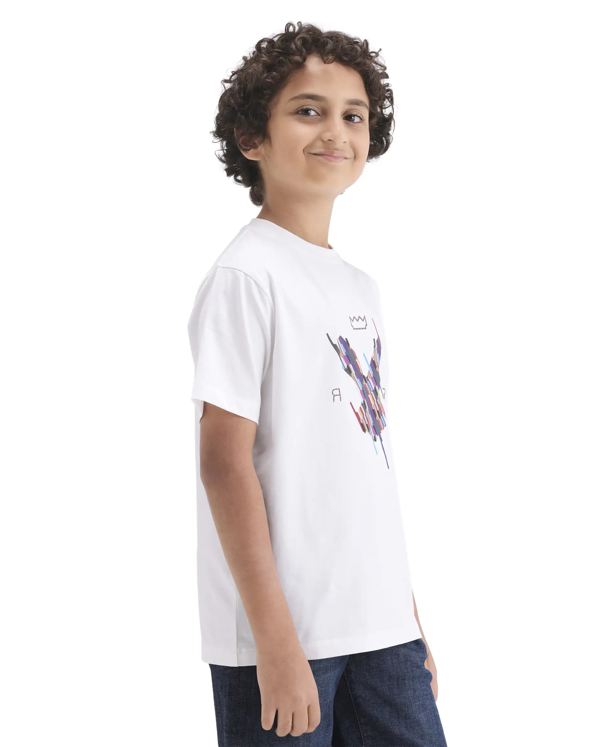 Rare Ones Kids Ure-K Off White Cotton Blend Fabric Pull-On Closure Hd Print Regular Fit T-Shirt - Image 6
