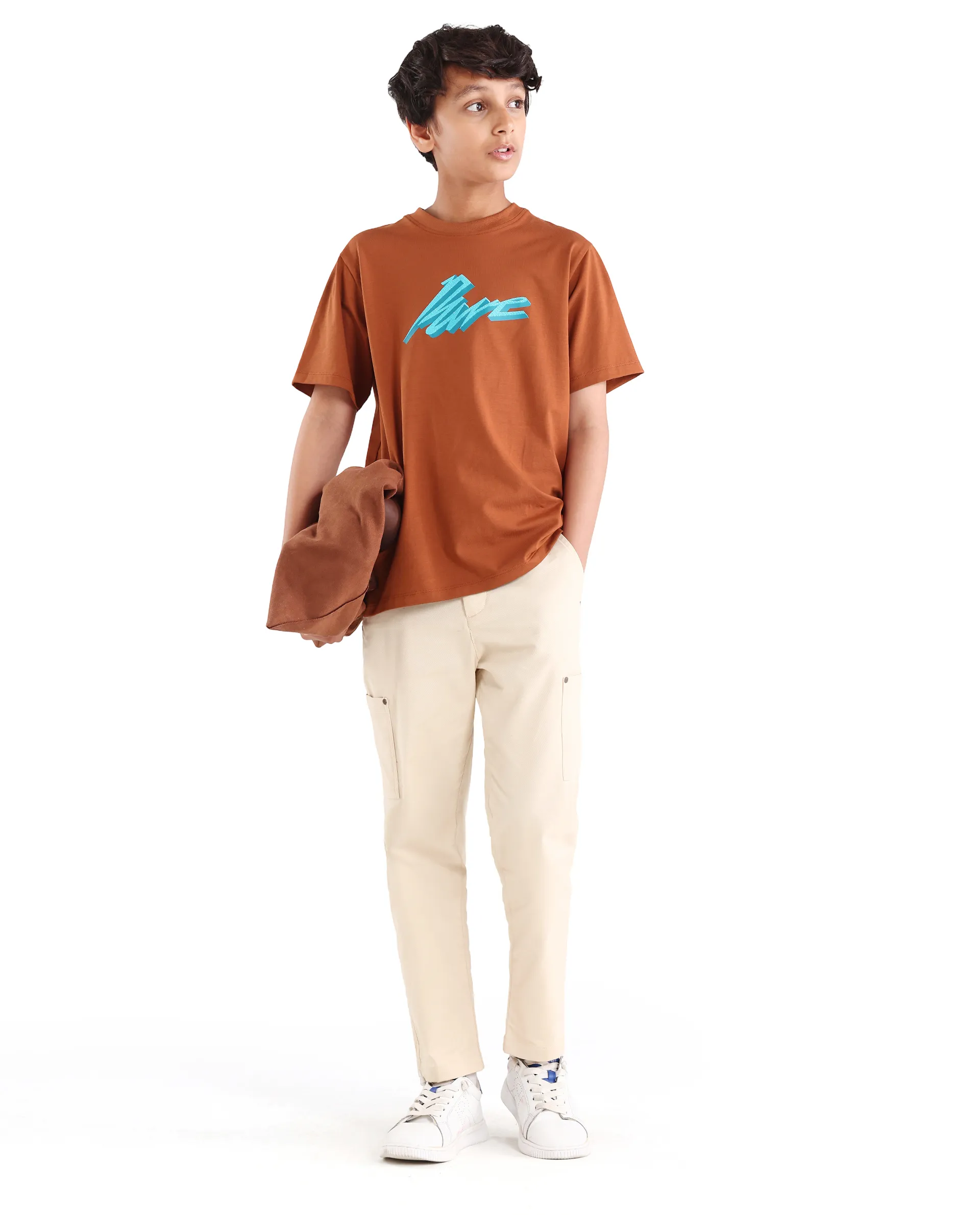 Rare Ones Kids Via-K Brown Cotton Blend Pull-On Closure Regular Fit T-Shirt - Image 2