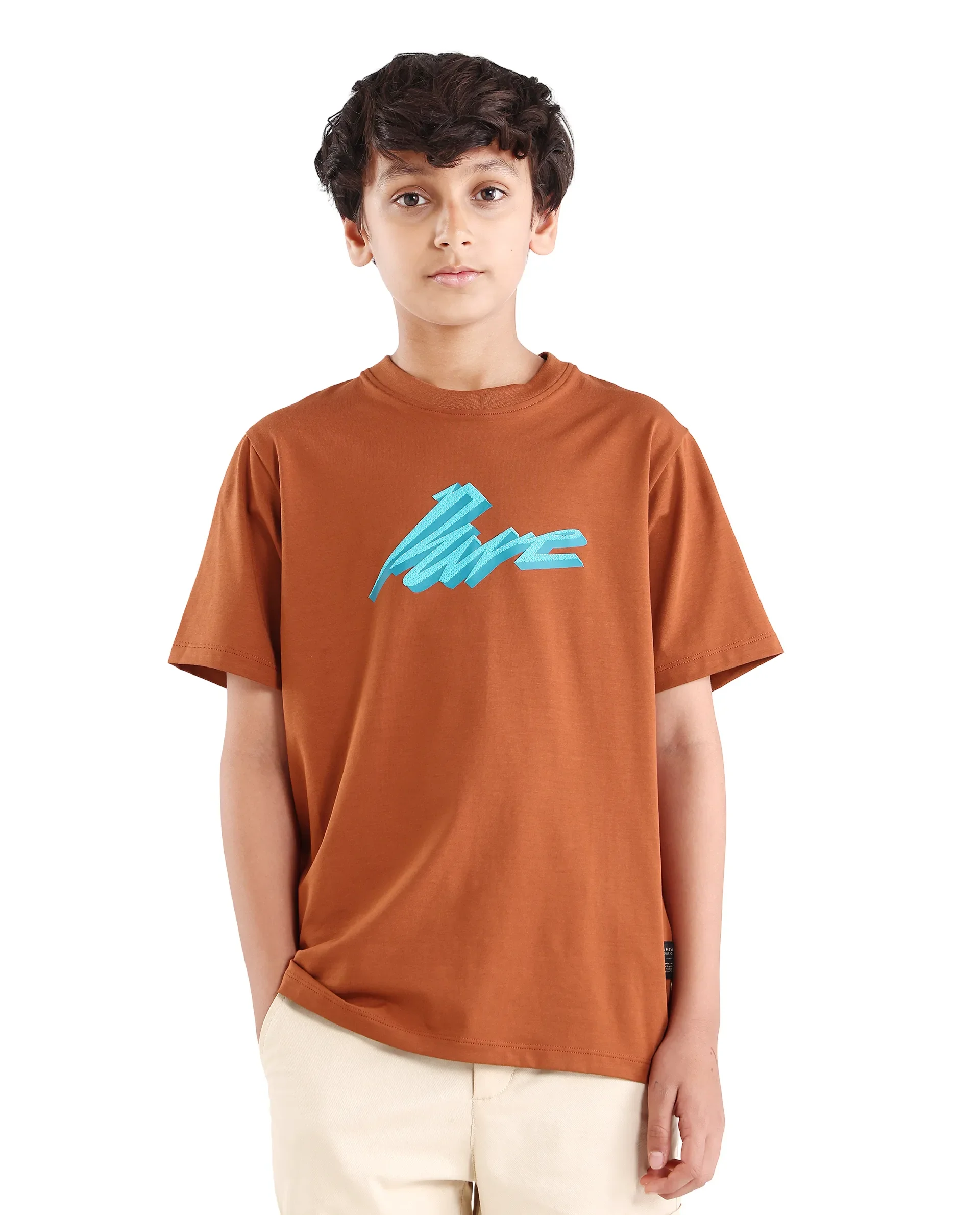 Rare Ones Kids Via-K Brown Cotton Blend Pull-On Closure Regular Fit T-Shirt - Image 3